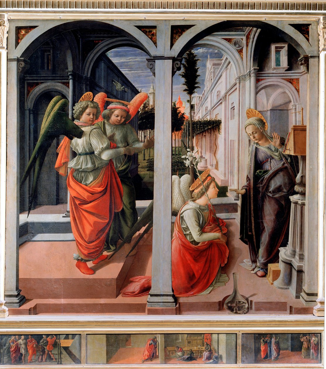 Zwiastowanie Detrempe na drewnie Filippo Lippi (ok. 1406-1469) ok. 1440 Słońce. 175,25x183 cm Florencja, kościół San Lorenzo, kaplica Martelli autorstwa Filippo Lippi