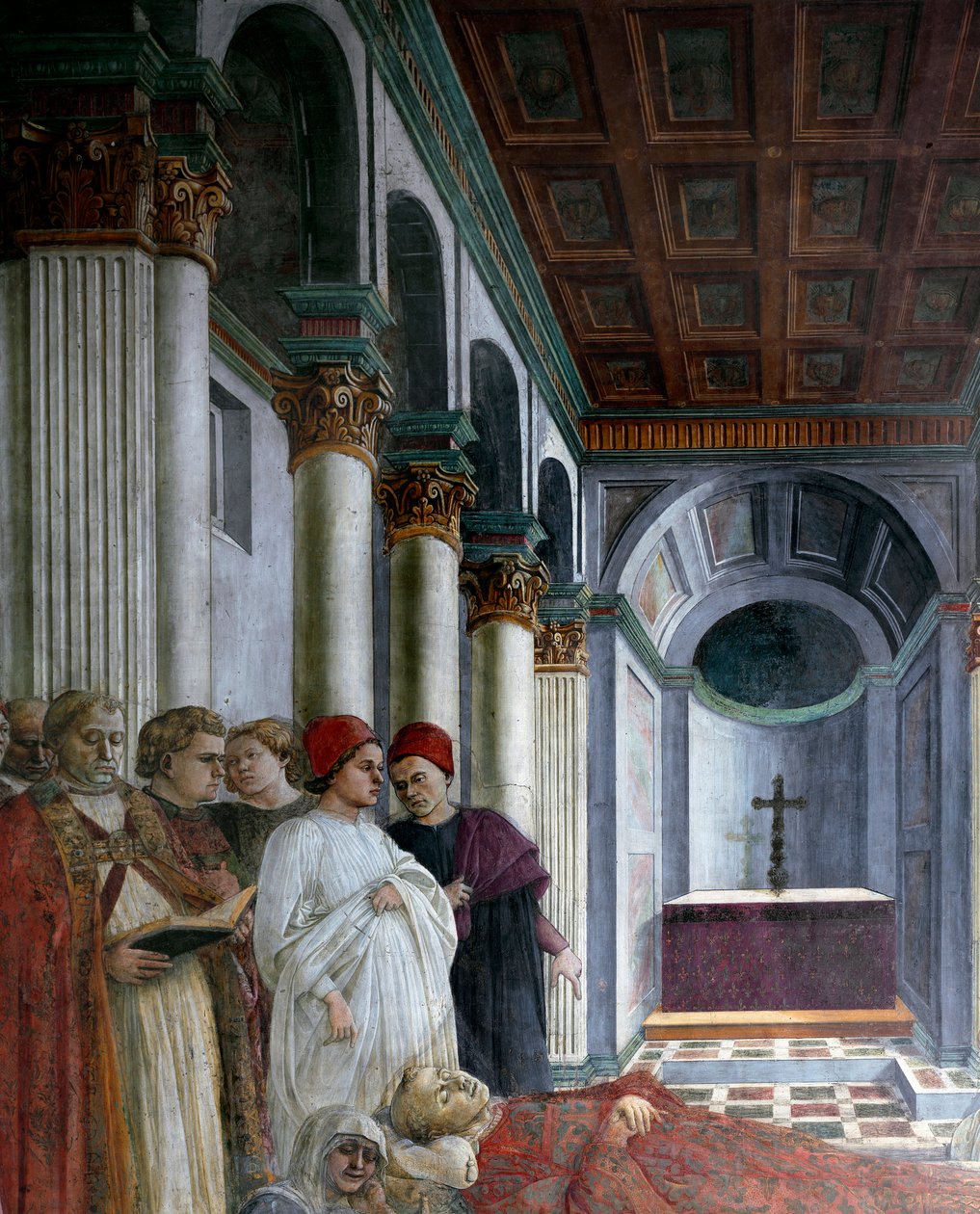 Cykl o życiu św. Szczepana: „”Pogrzeb św. Fresk Filippo Lippi (ok. 1406-1469) 1452-1465 Prato, Cattedrale di Santo Stefano (Duomo) Włochy - Historie z życia św. Pogrzeb, autorstwa Filippo Lippi