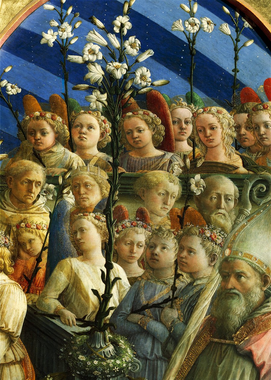 Koronacja Maringhi czyli Koronacja Dziewicy autorstwa Filippo Lippiego (ok. 1406-1469), tempera na drewnie, 200x287 cm, detal autorstwa Filippo Lippi