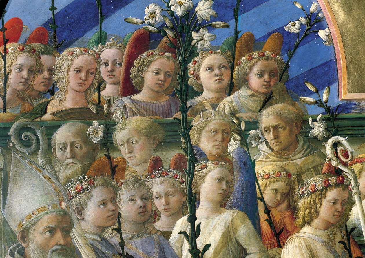 Koronacja Maringhi, czyli Koronacja Dziewicy autorstwa Filippo Lippiego (ok. 1406-1469), tempera na drewnie, 200x287 cm, Detal autorstwa Filippo Lippi