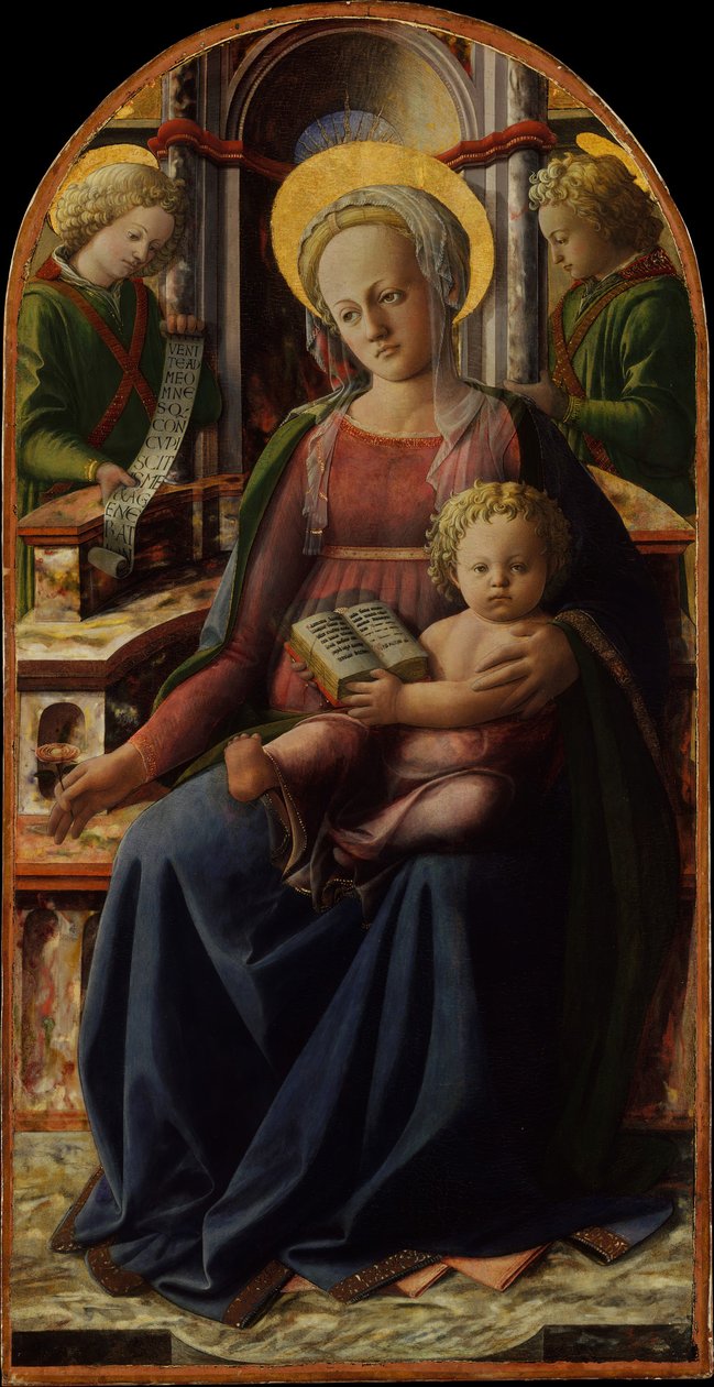 Madonna z Dzieciątkiem na tronie z dwoma aniołami, ca. 1440. autorstwa Fra Filippo Lippi