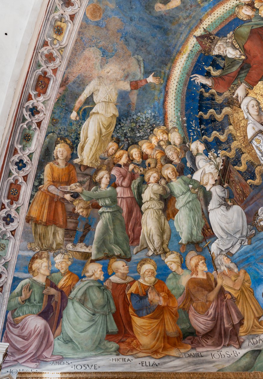 Święci i aniołowie, fragment Koronacji Maryi autorstwa Filippo Lippi