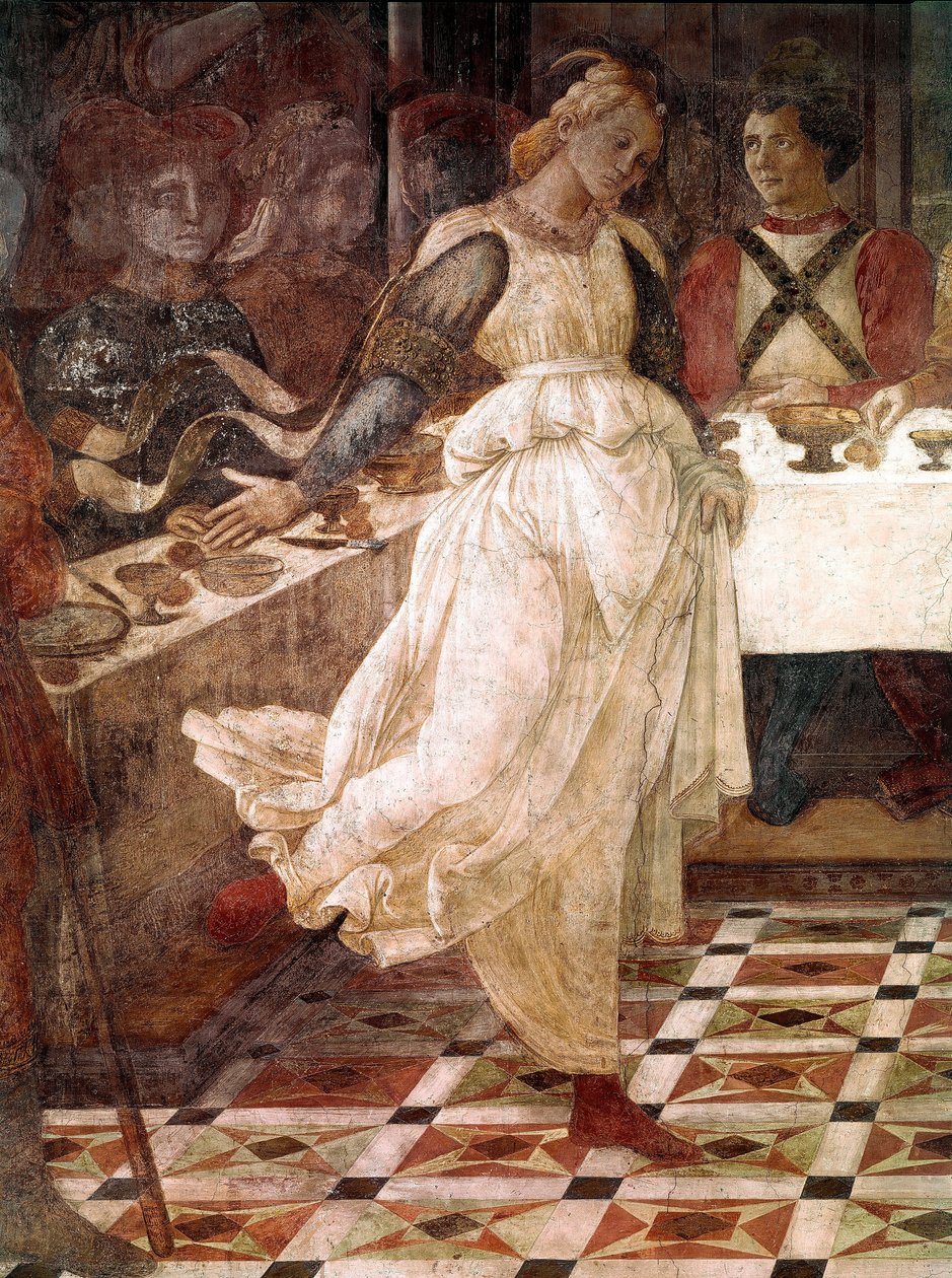 Uczta Heroda, epizody z życia św. Jana Chrzciciela (Jana Chrzciciela). Szczegół reprezentujący Salome. Fresk Filippo Lippiego (1406-1469), ca. 1452-1464 Katedra w Prato, Włochy autorstwa Filippo Lippi
