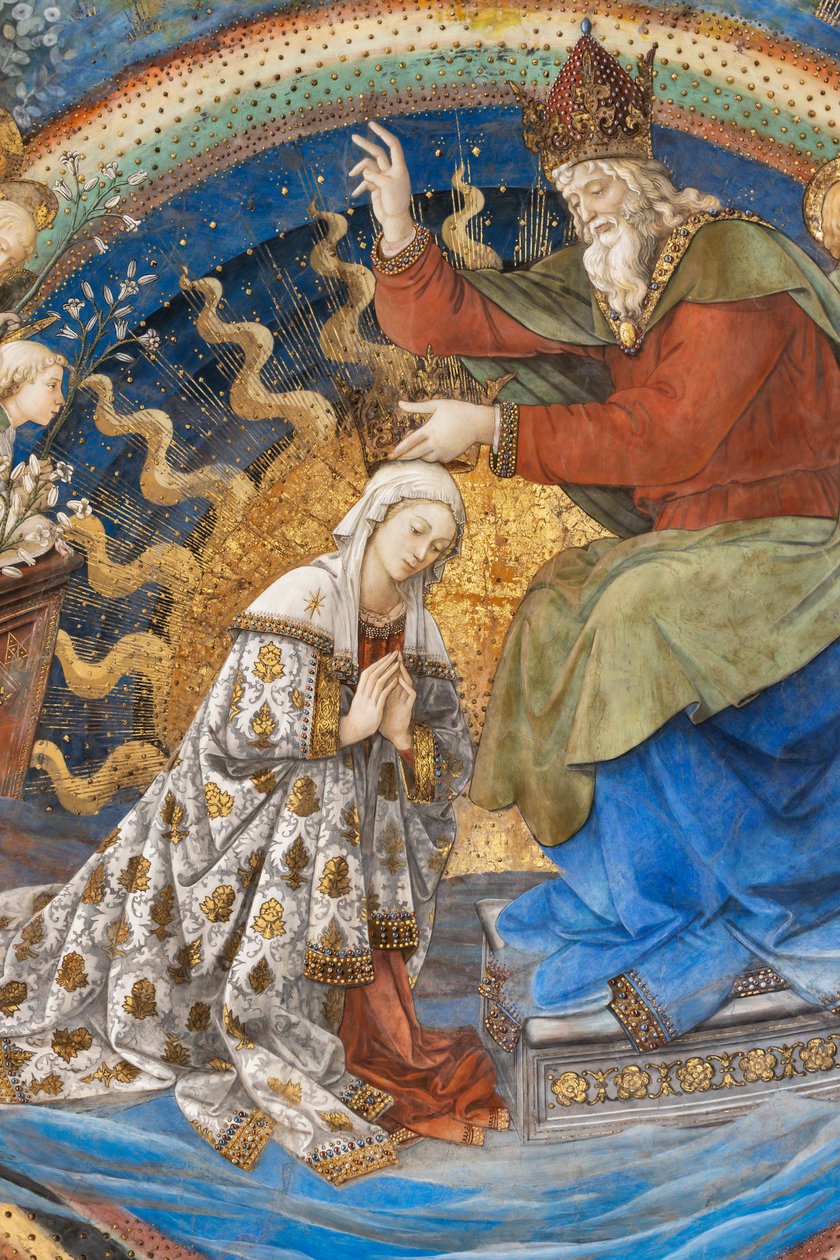 Dziewica Maryja i Bóg, fragment Koronacji Maryi autorstwa Filippo Lippi