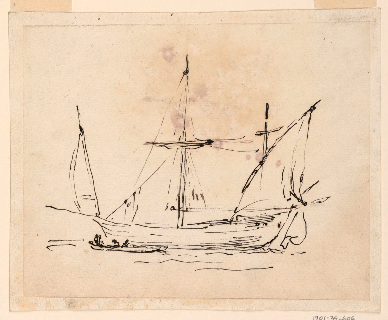 Rysunek przedstawiający statek żaglowy, 1770-1800 autorstwa Filippo Marchionni