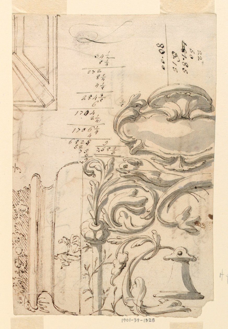 Rysunek, szkice, ok. 1750 r. autorstwa Filippo Marchionni