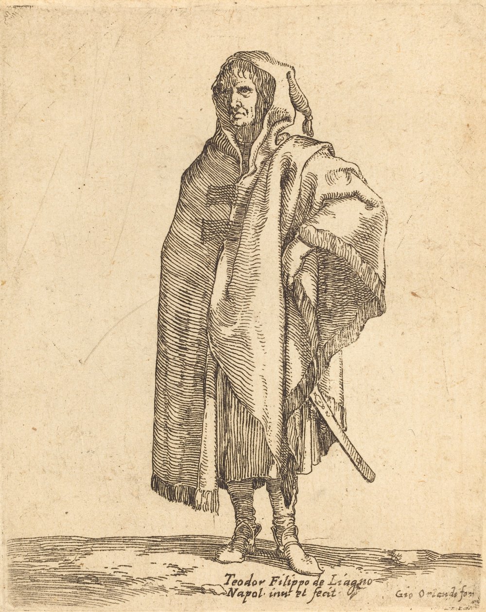 Stojący żołnierz w długim płaszczu autorstwa Filippo Napoletano