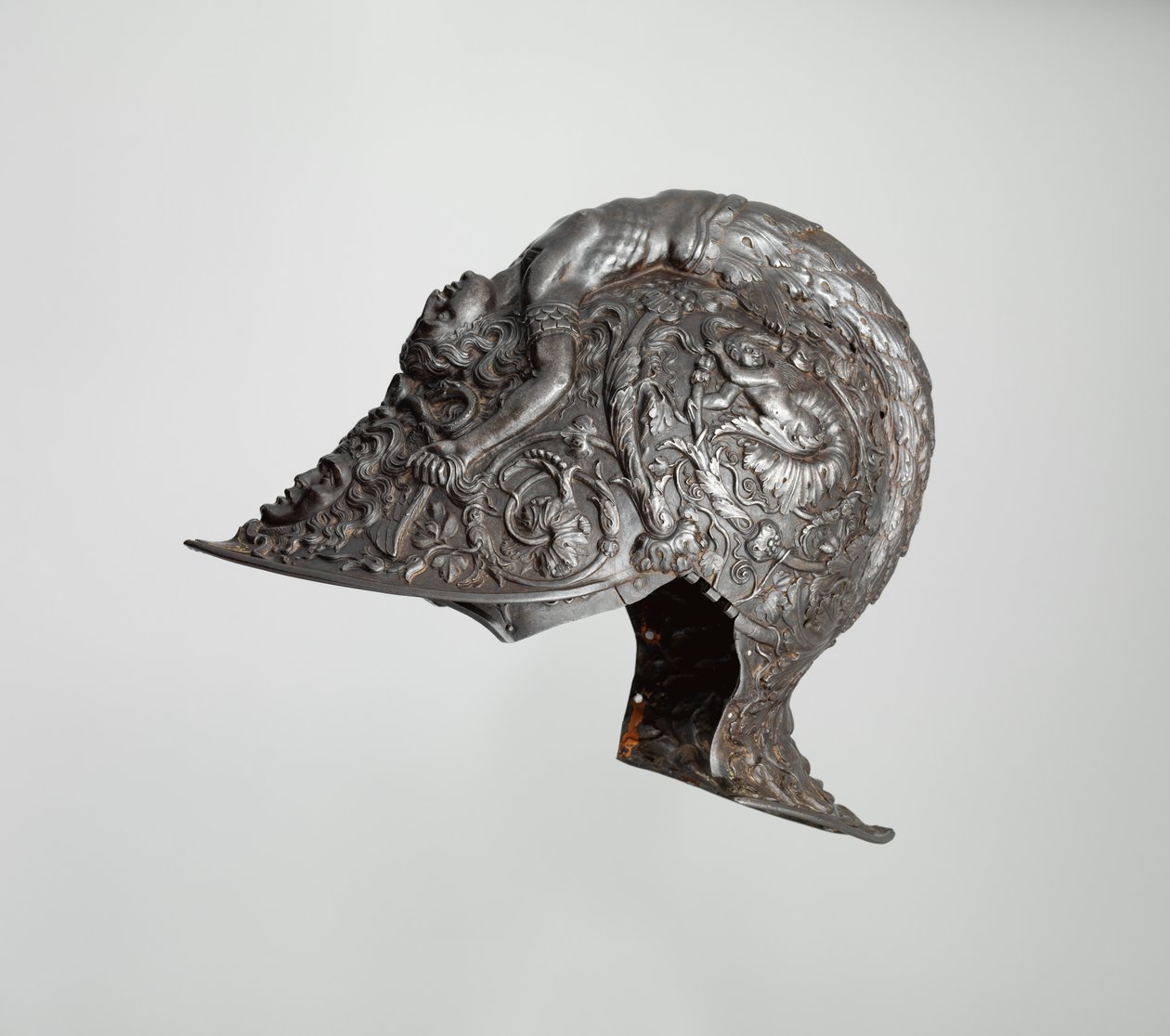 Burgonet, 1543 (stal, złoto, tkanina) autorstwa Filippo Negroli