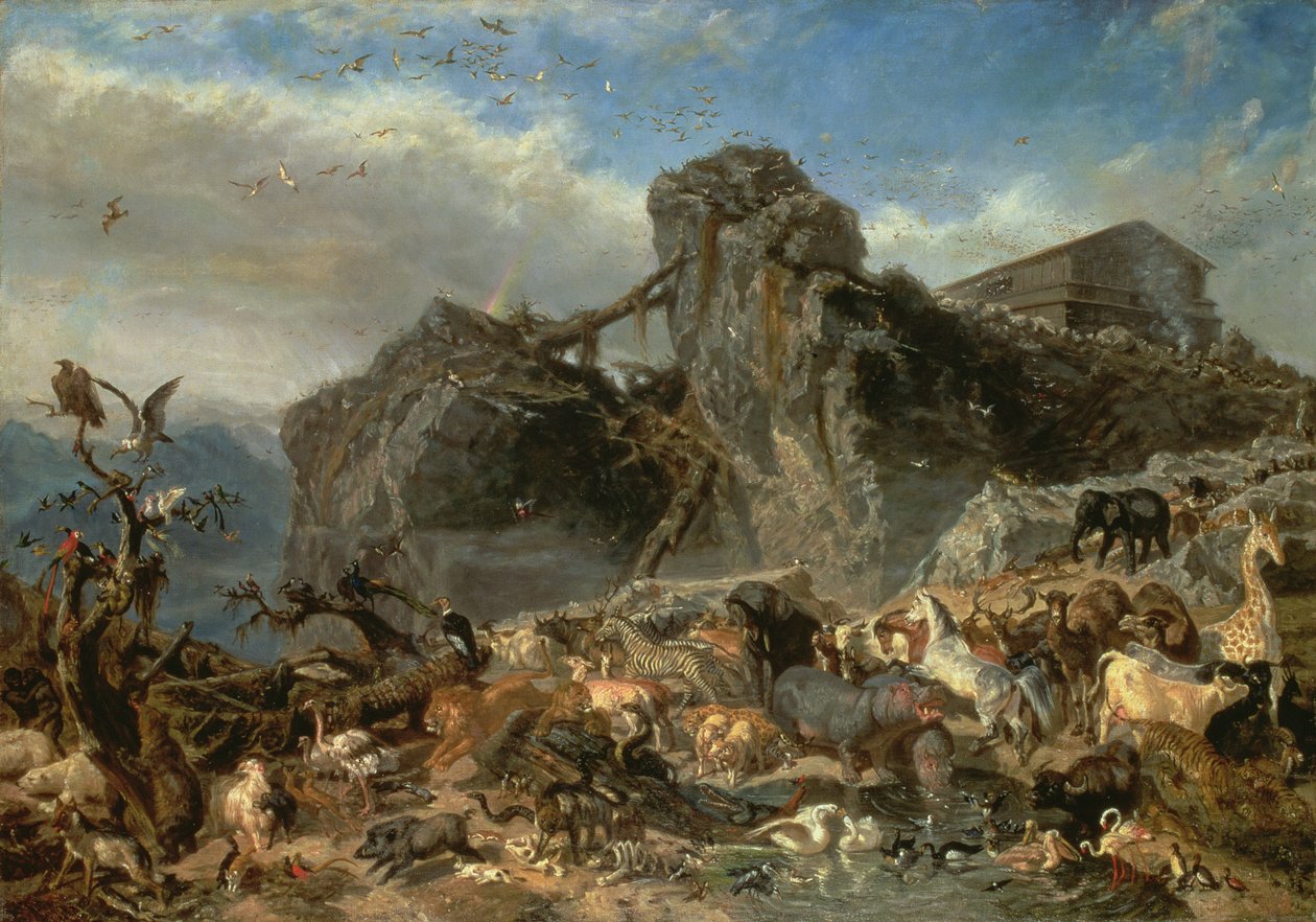 Zwierzęta opuszczające Arkę, Góra Ararat autorstwa Filippo Palizzi