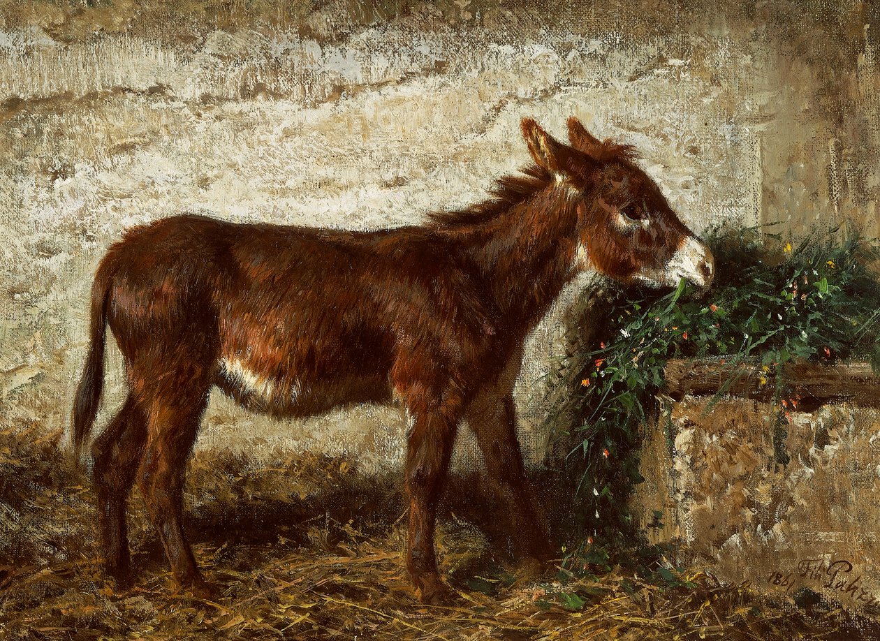 Osioł przy szopce – Filippo Palizzi (1818-1899) autorstwa Filippo Palizzi