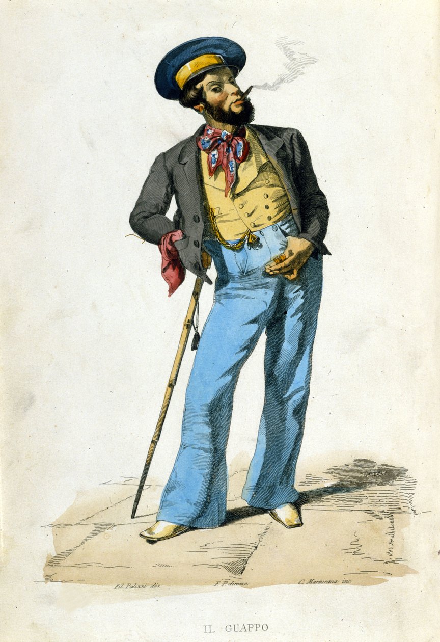 To guappo F. Palizzi po „” Kostiumy królestwa Neapolu” De Bourcard autorstwa Filippo Palizzi