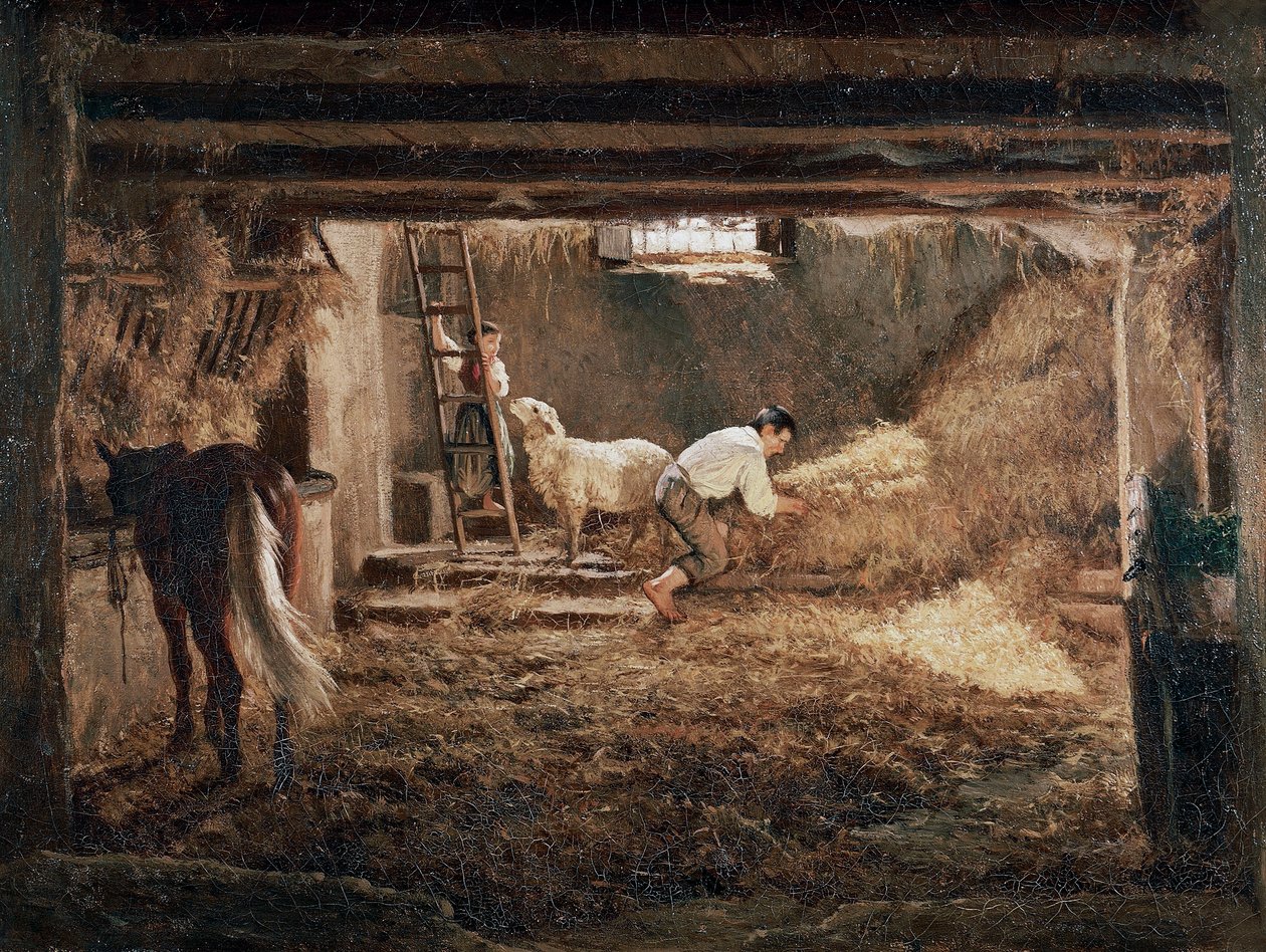 Widok wnętrza stajni "", Obraz autorstwa Filippo Palizzi (1818-1899) autorstwa Filippo Palizzi