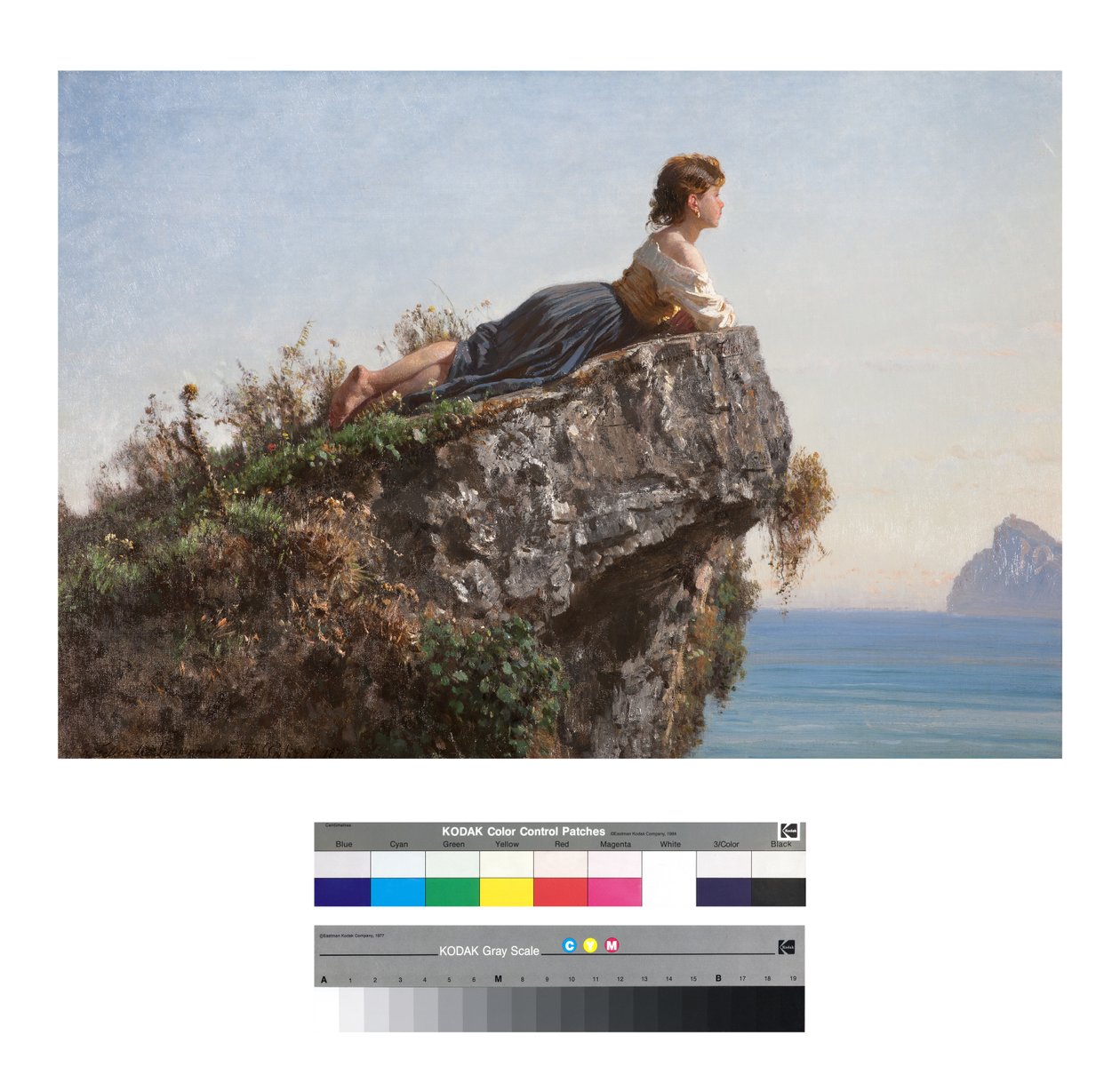 Młoda dziewczyna na skale w Sorrento autorstwa Filippo Palizzi