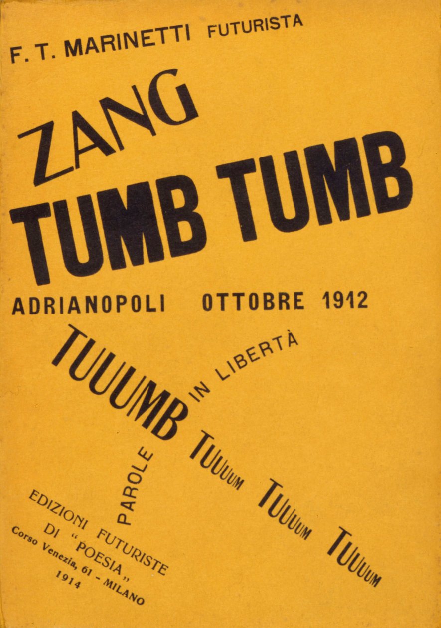 Okładka książki Filippo Tommaso Marinetti "Zang Tumb Tumb" z 1912 r. ze zbiorów prywatnych Mediolan autorstwa Filippo Tommaso Emilio Marinetti