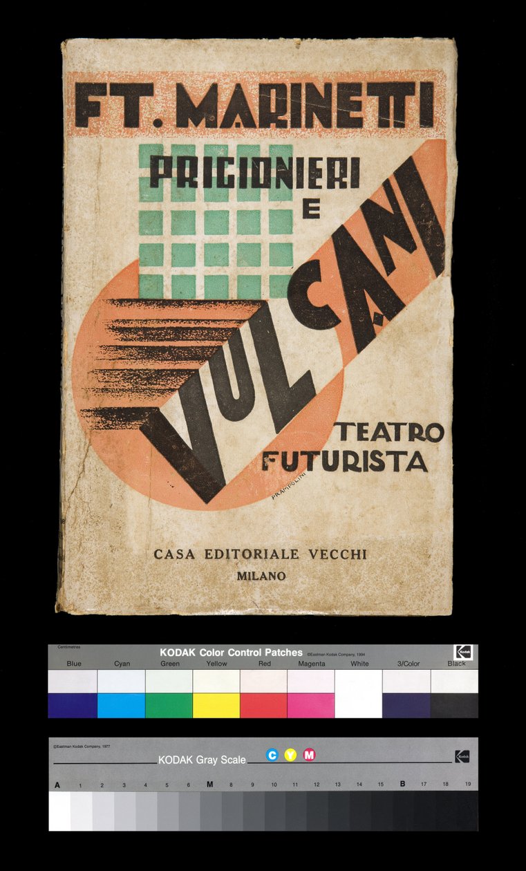 Futuryzm: okładka „Więźniów i wulkanów” 1927 (rycina) autorstwa Filippo Tommaso Emilio Marinetti
