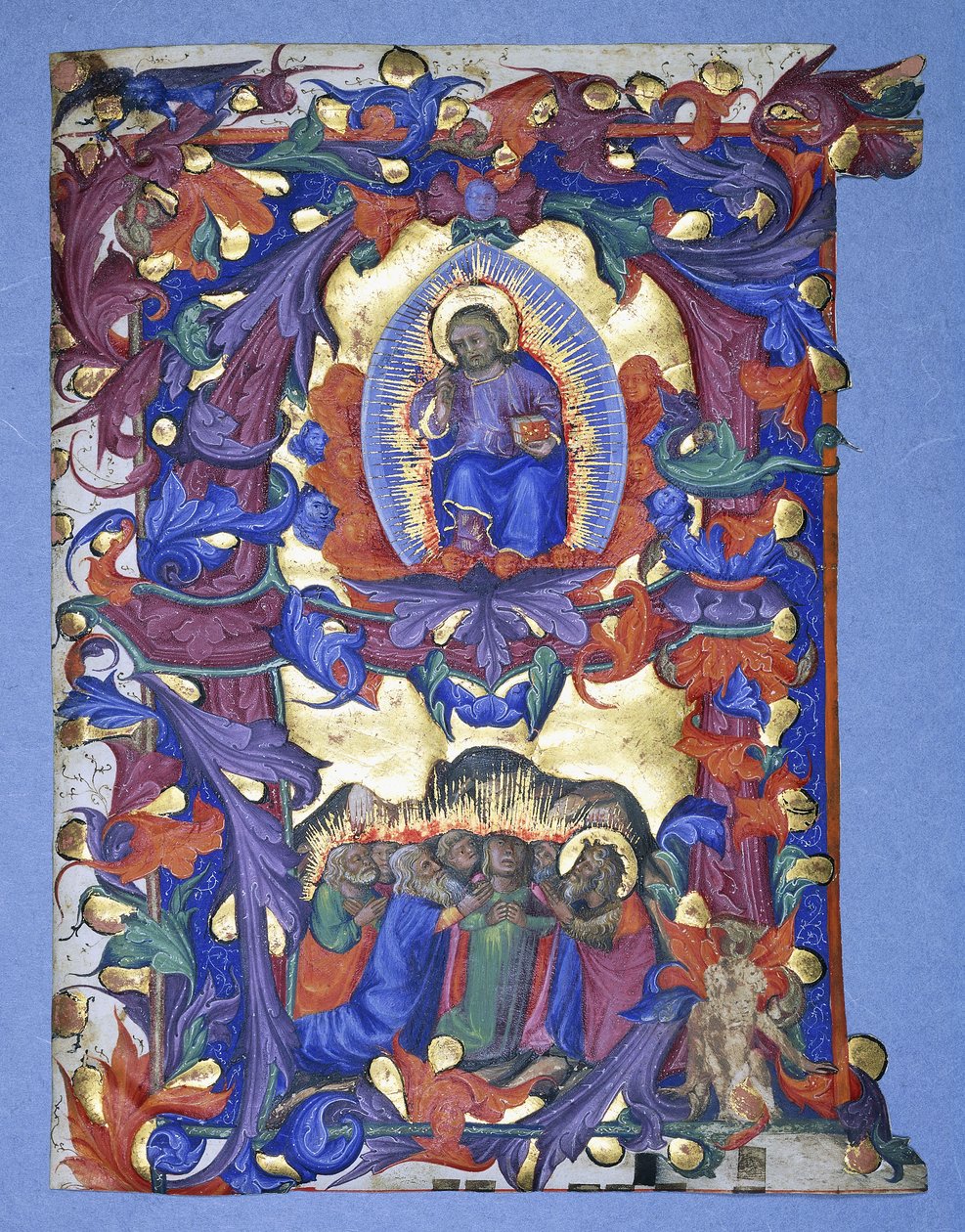 Duża historyczna litera „A” z przedstawieniem Wniebowstąpienia, ok. 1450 autorstwa Filippo di Matteo Torelli