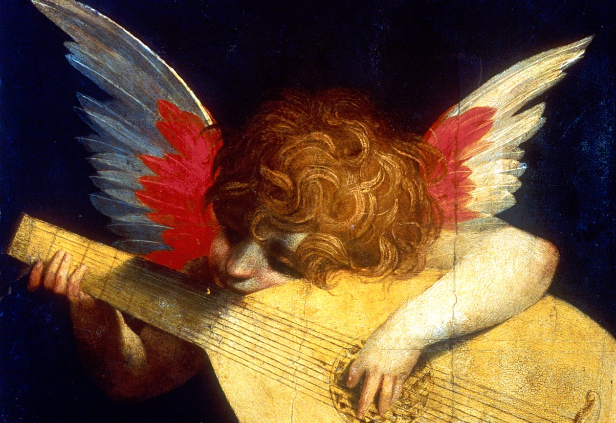 „Skrzydlaty Putto grający na lutni”, XVI wiek autorstwa Fiorentino Rossi