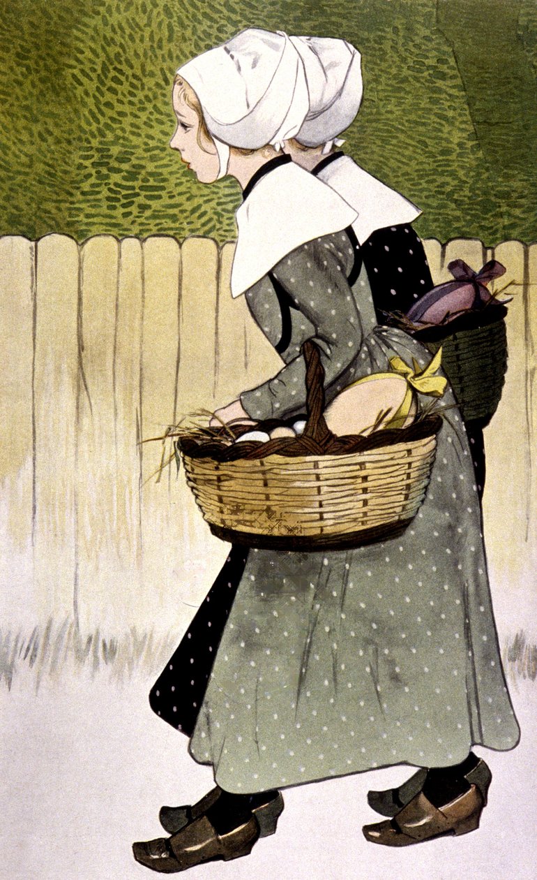 Służące niosące pisanki, ok. 1900 (ilustracja) autorstwa Firmin Bouisset