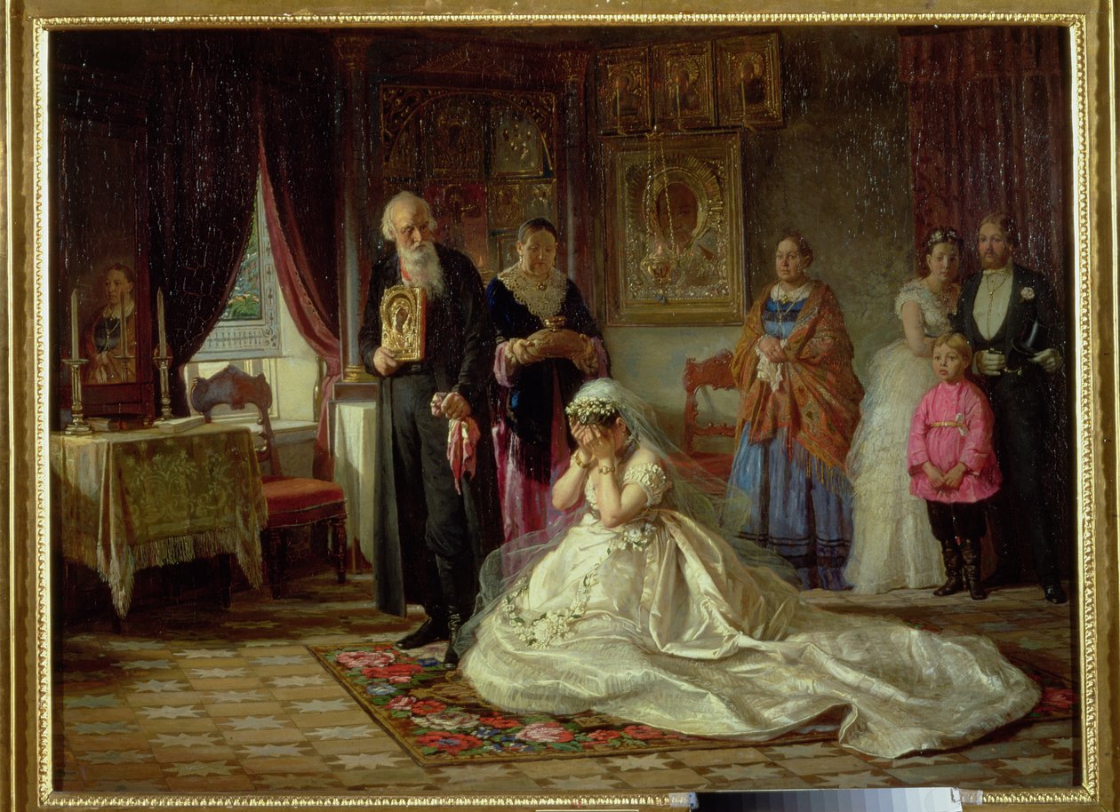 Przed ślubem, 1874 autorstwa Firs Sergeevich Zhuravlev