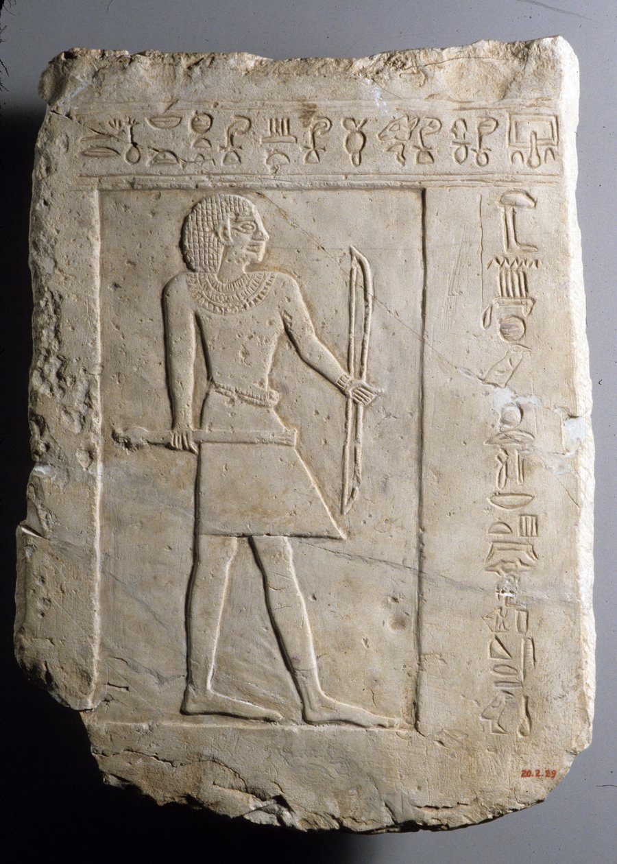Stela nagrobna łucznika Semina, ok. godz. 2120-2051 pne (malowany wapień) autorstwa First Intermediate Period Egyptian