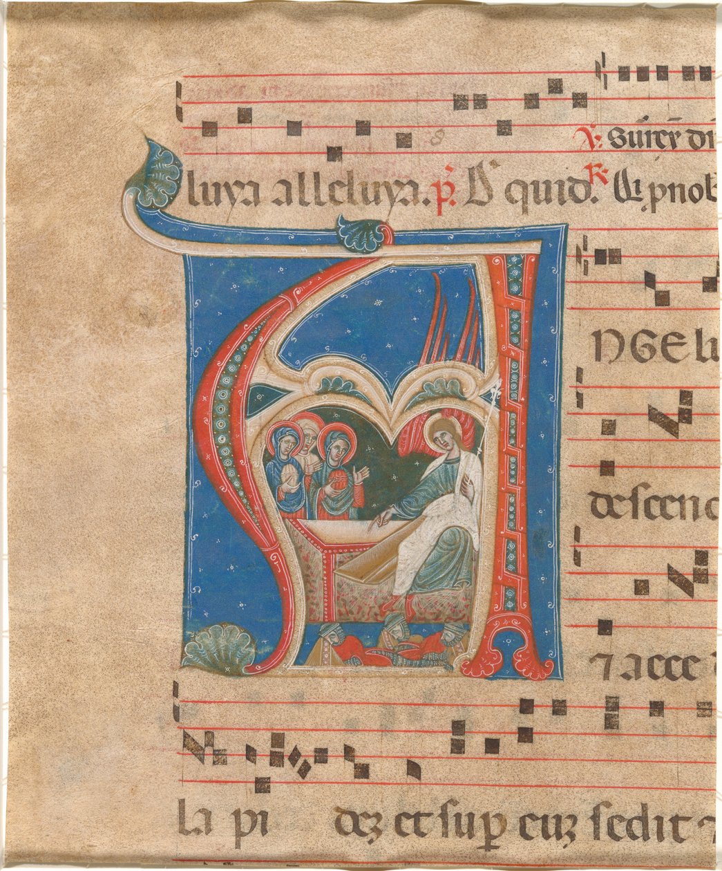 Trzy święte kobiety przy grobie autorstwa First Master of the Cortona Antiphonaries