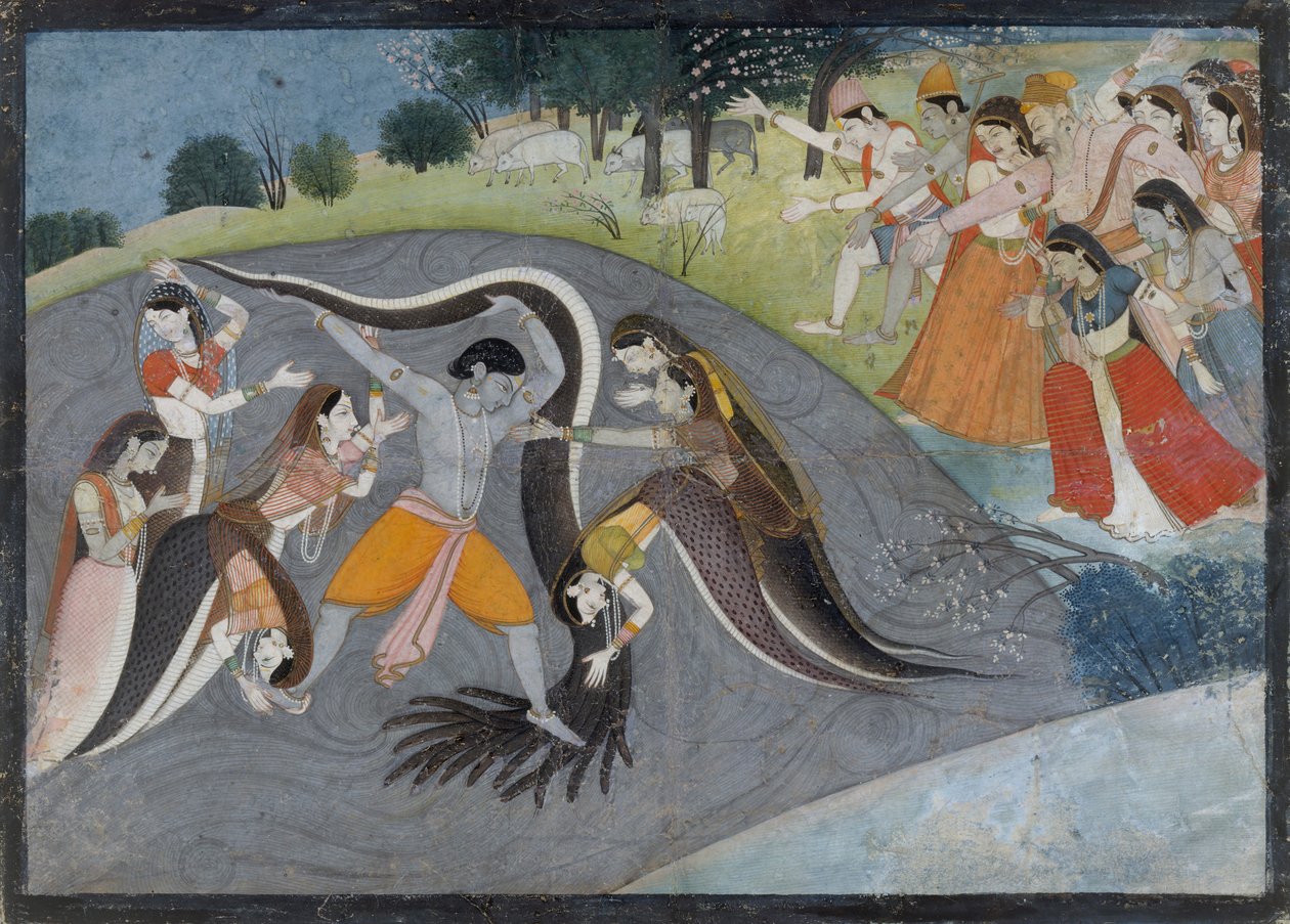 Krishna Subadung Kalia, Wężowy Demon: Folio z serii Bhagavata Purana, ca. 1785. autorstwa First generation after Manaku and Nainsukh.