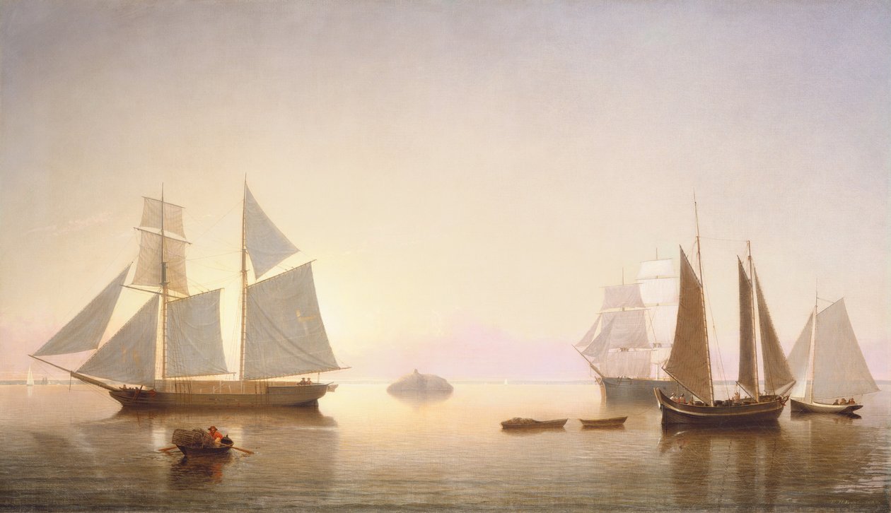 Becalmed off Halfway Rock autorstwa Fitz Henry Lane