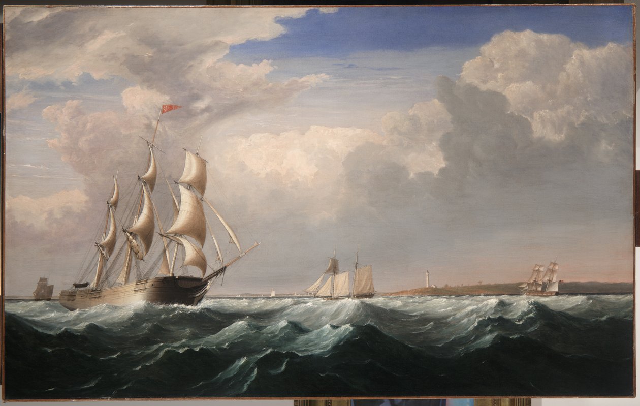 Żaglowce u wybrzeży Nowej Anglii, c.1855 autorstwa Fitz Henry Lane