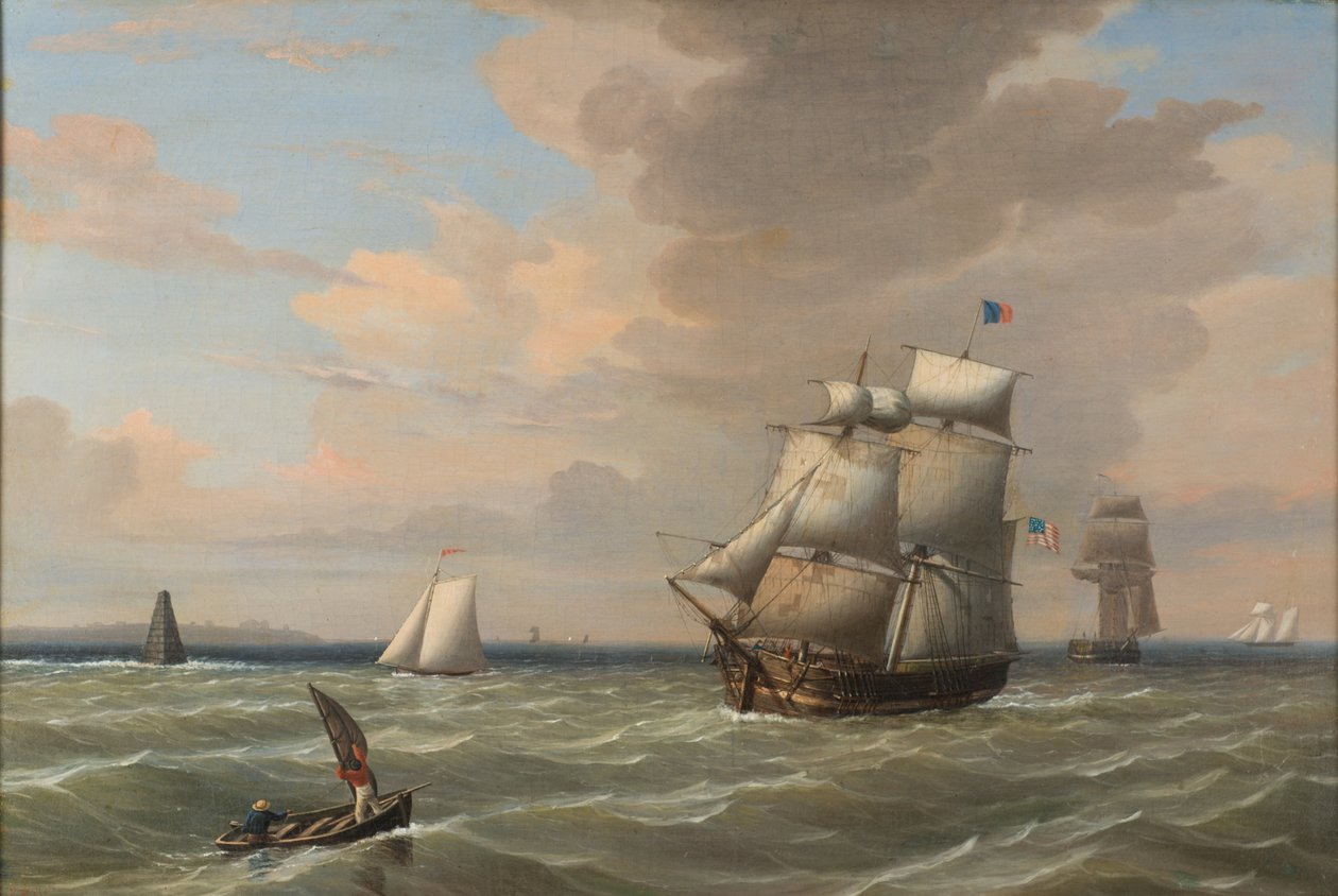 Statki opuszczające port w Bostonie, 1847 autorstwa Fitz Henry Lane