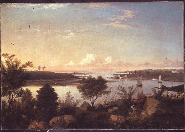 Rzeka Annisquam w kierunku zatoki Ipswich (ropa na pokładzie) autorstwa Fitz Henry Lane