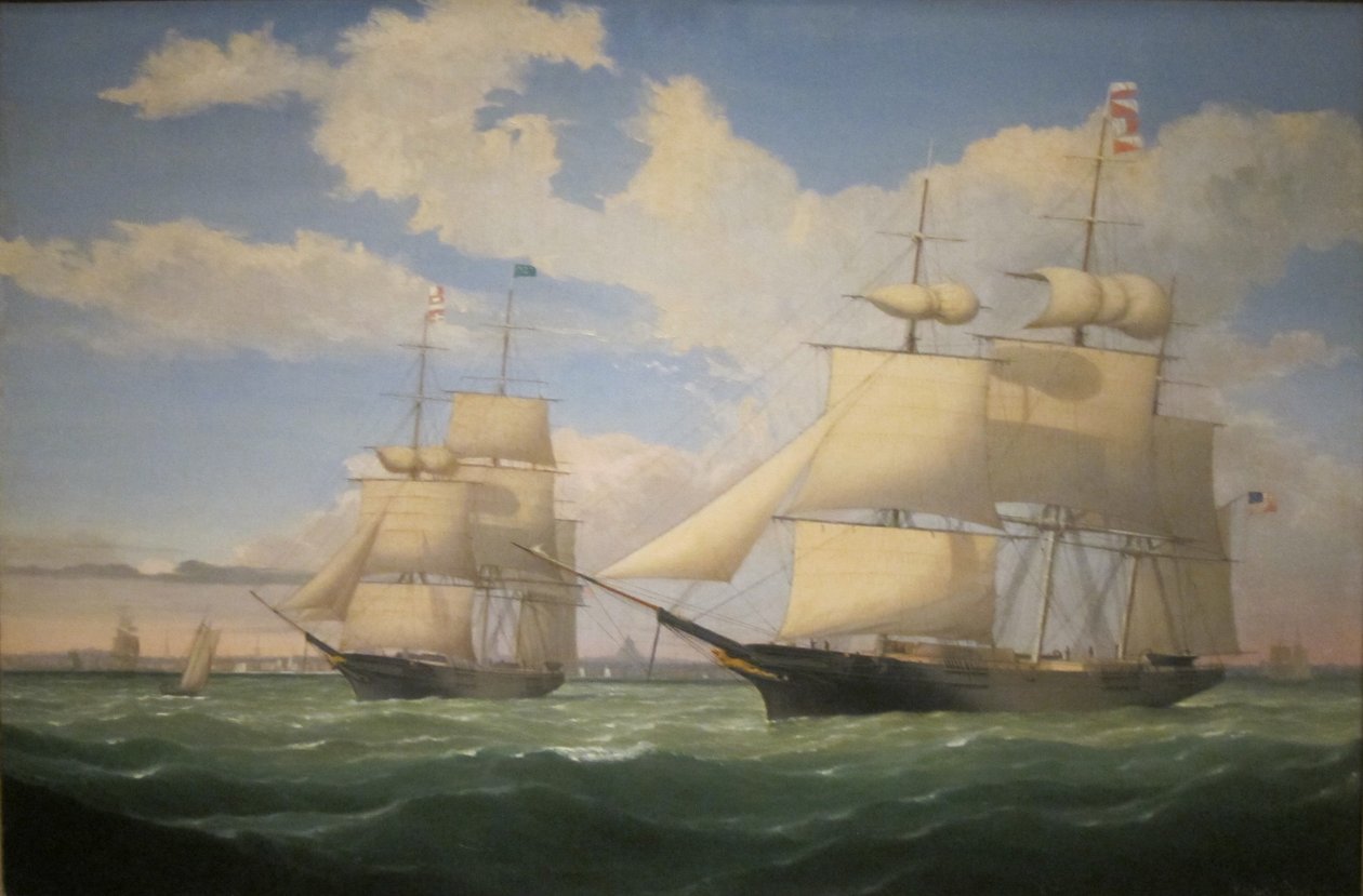 Statki "Winged Arrow" i "Southern Cross" w porcie w Bostonie autorstwa Fitz Henry Lane