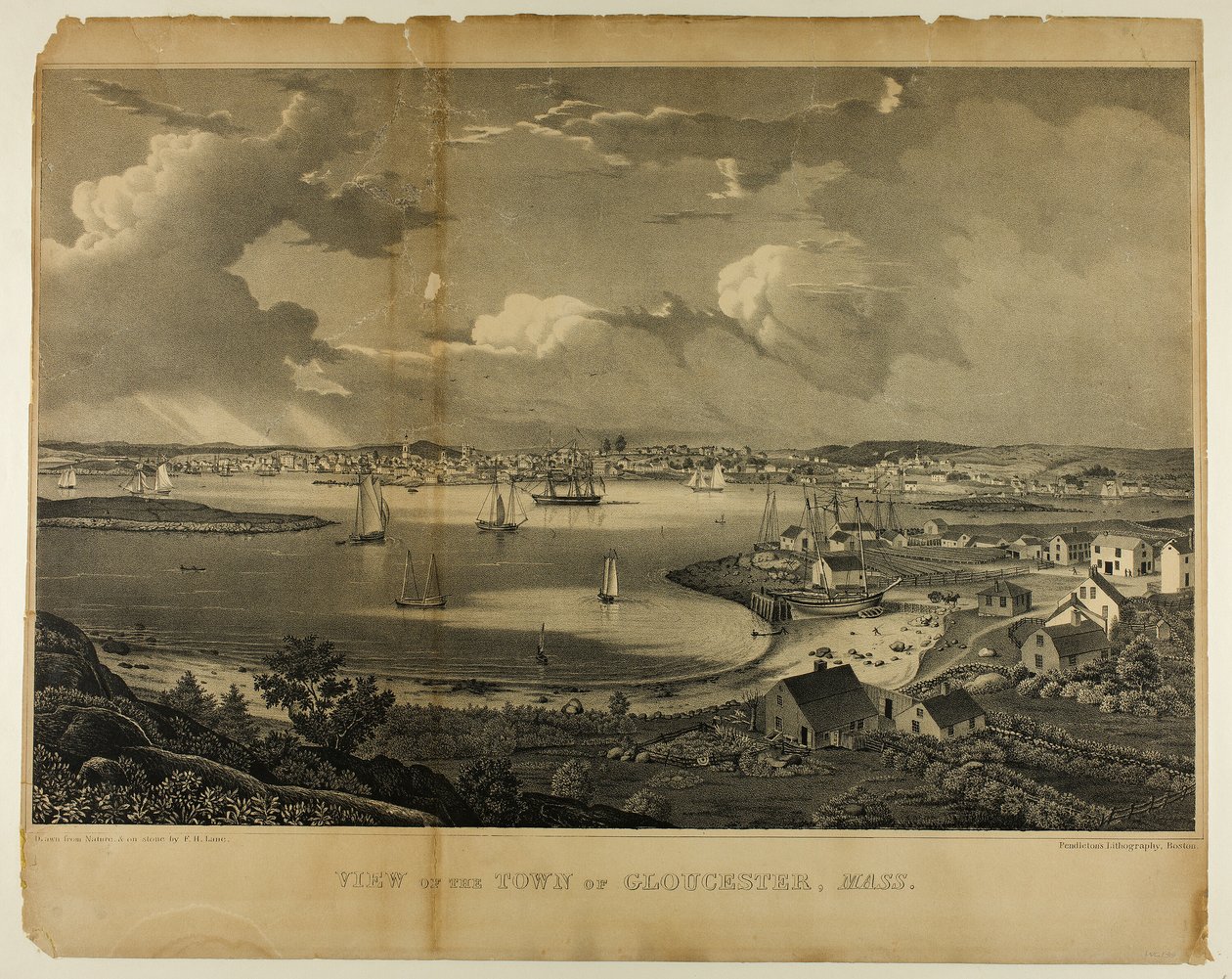 Widok na miasto Gloucester w stanie Massachusetts autorstwa Fitz Henry Lane