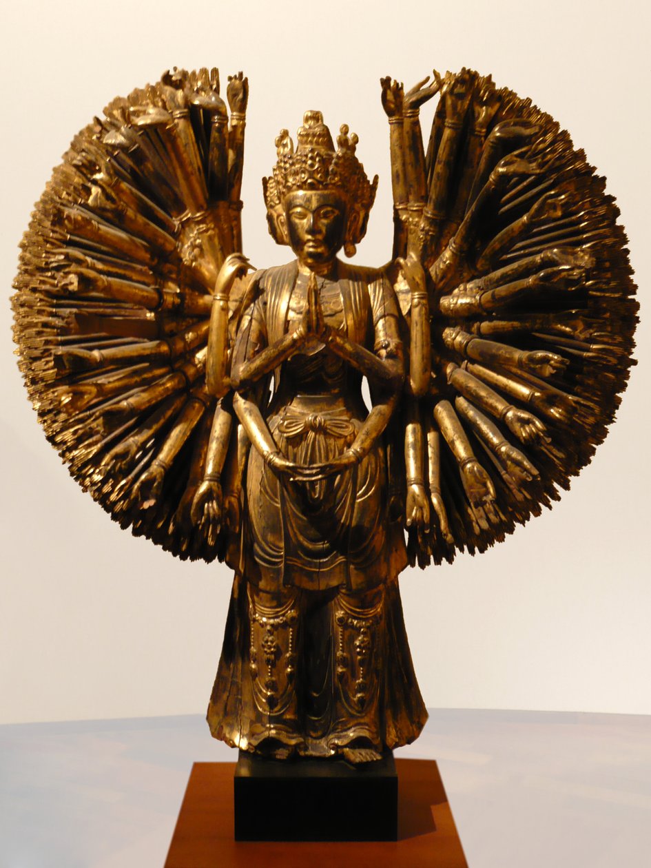Bodhitsattva Avalokitesvara (Guanyin), Chiny, Pięć Dynastii, 907-960 (połysk i złote drewno) autorstwa Five Dynasties Chinese School