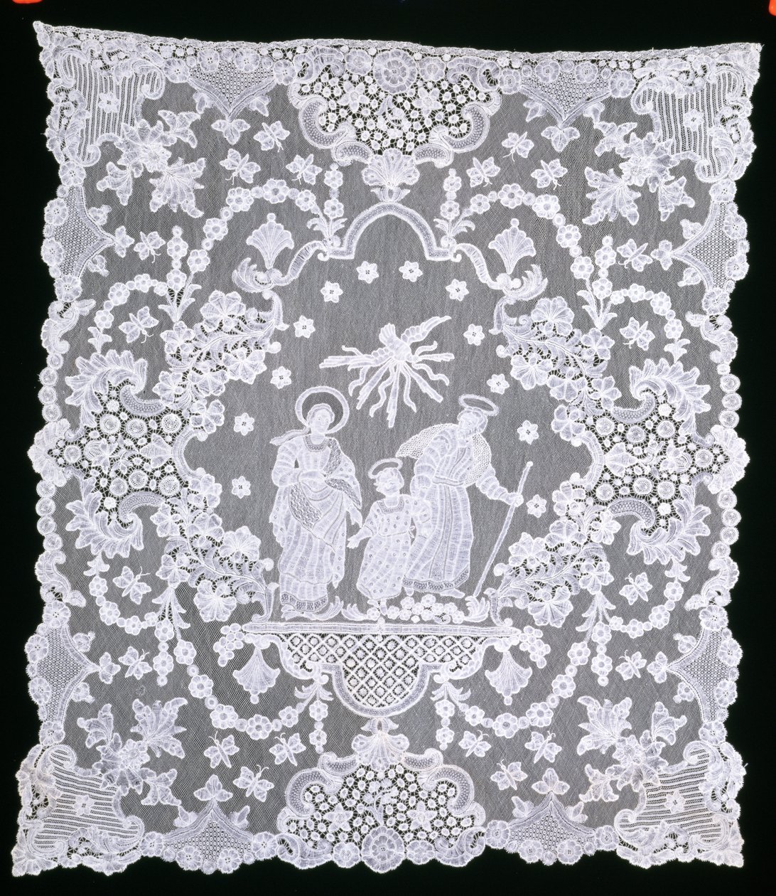 Welon Błogosławieństwa, ok. 1690-1700 (len i koronka klockowa) autorstwa Flemish School