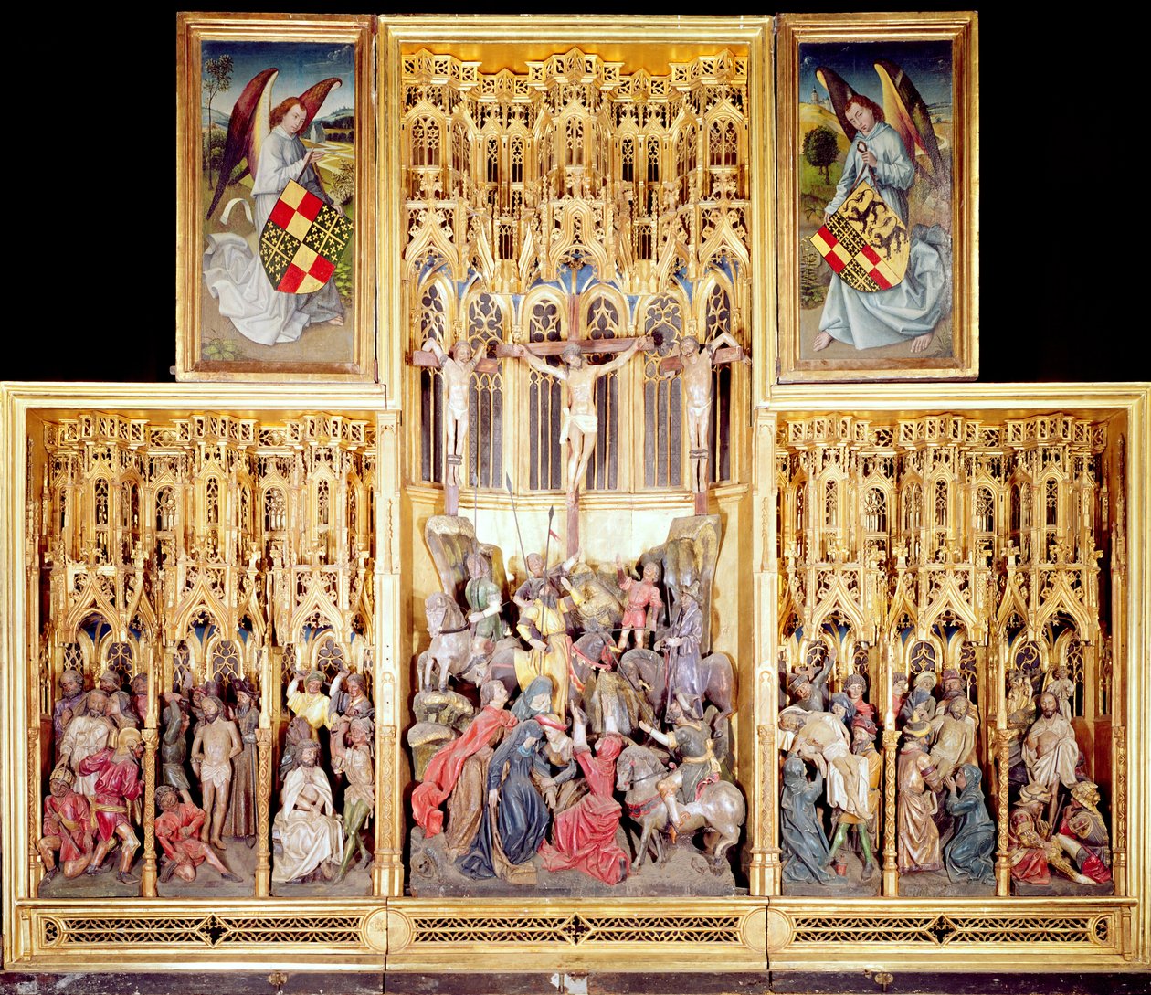 Centralna część Ołtarza Ambierle, 1460-66 (drewno orzech złocone i malowane) autorstwa Flemish School