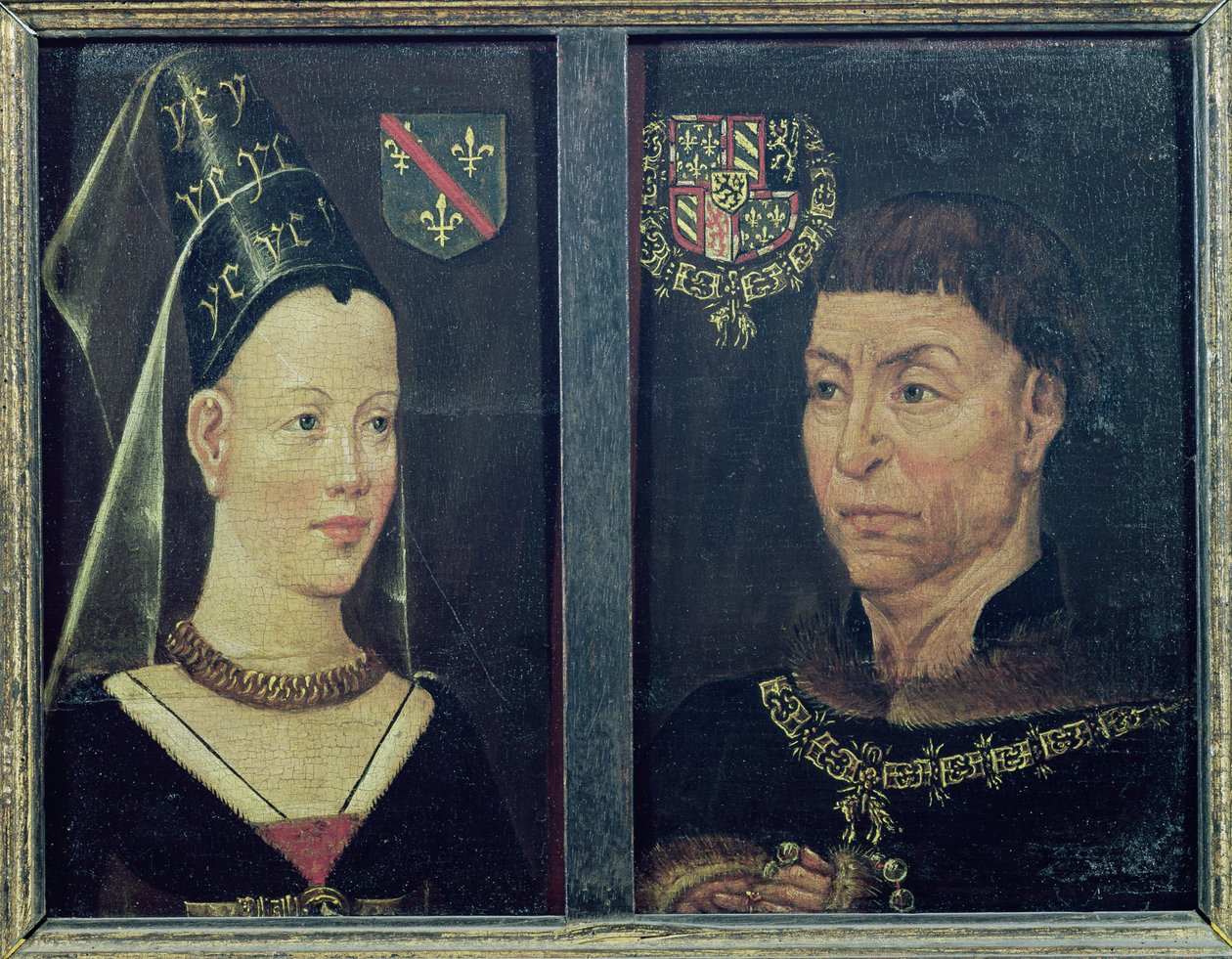 Podwójny portret Charlesa le Temeraire (1433-82) księcia Burgundii i jego żony Isabelle de Bourbon (1436-65) autorstwa Flemish School