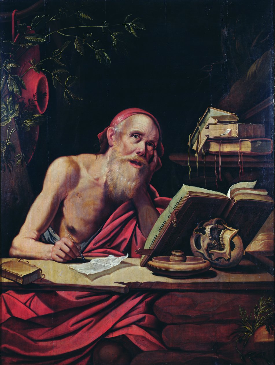 Św. Hieronim (olej na drewnie) autorstwa Flemish School