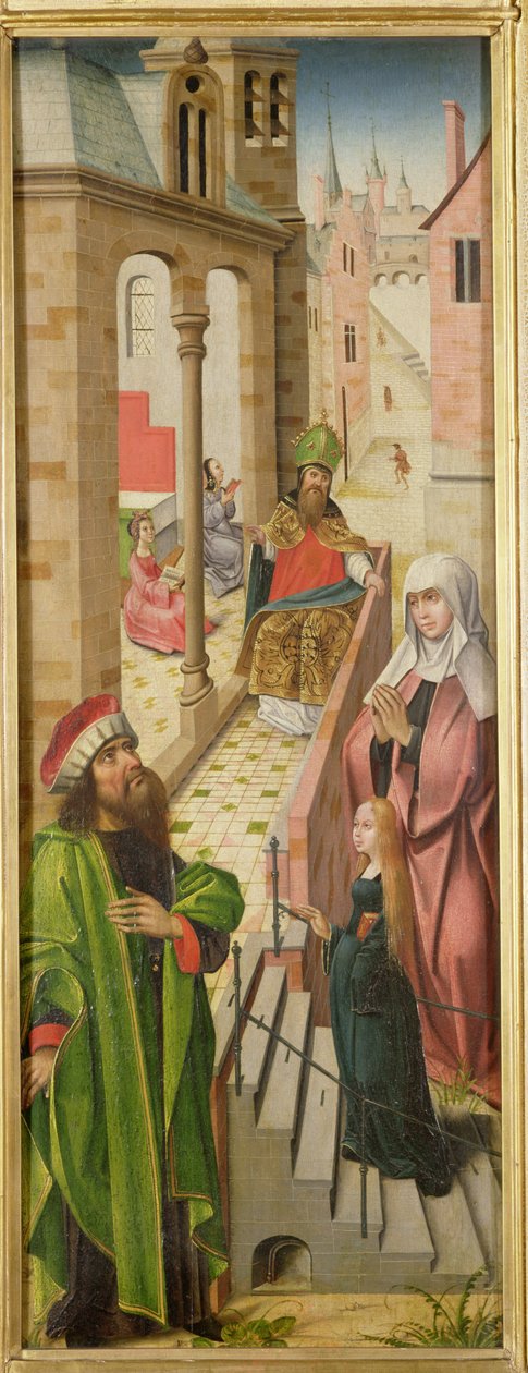 Ofiarowanie Marii, lewy panel tryptyku, koniec XV-początek XVI wieku (patrz także 69683 i 69685) autorstwa Flemish School