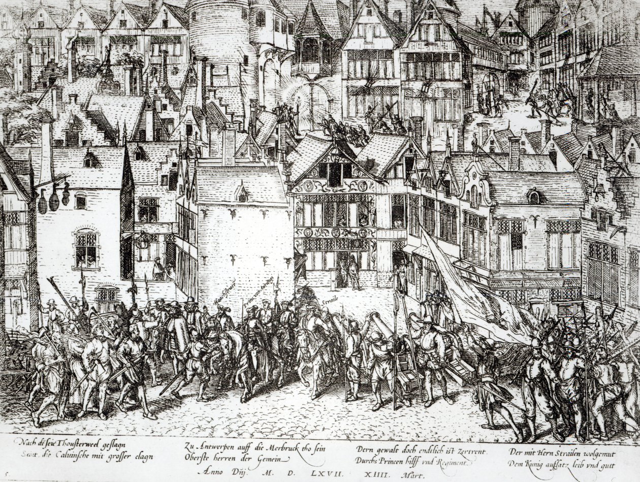 Książę Orański (1533-84) uspokaja kalwinistów, 14 marca 1567 autorstwa Flemish School