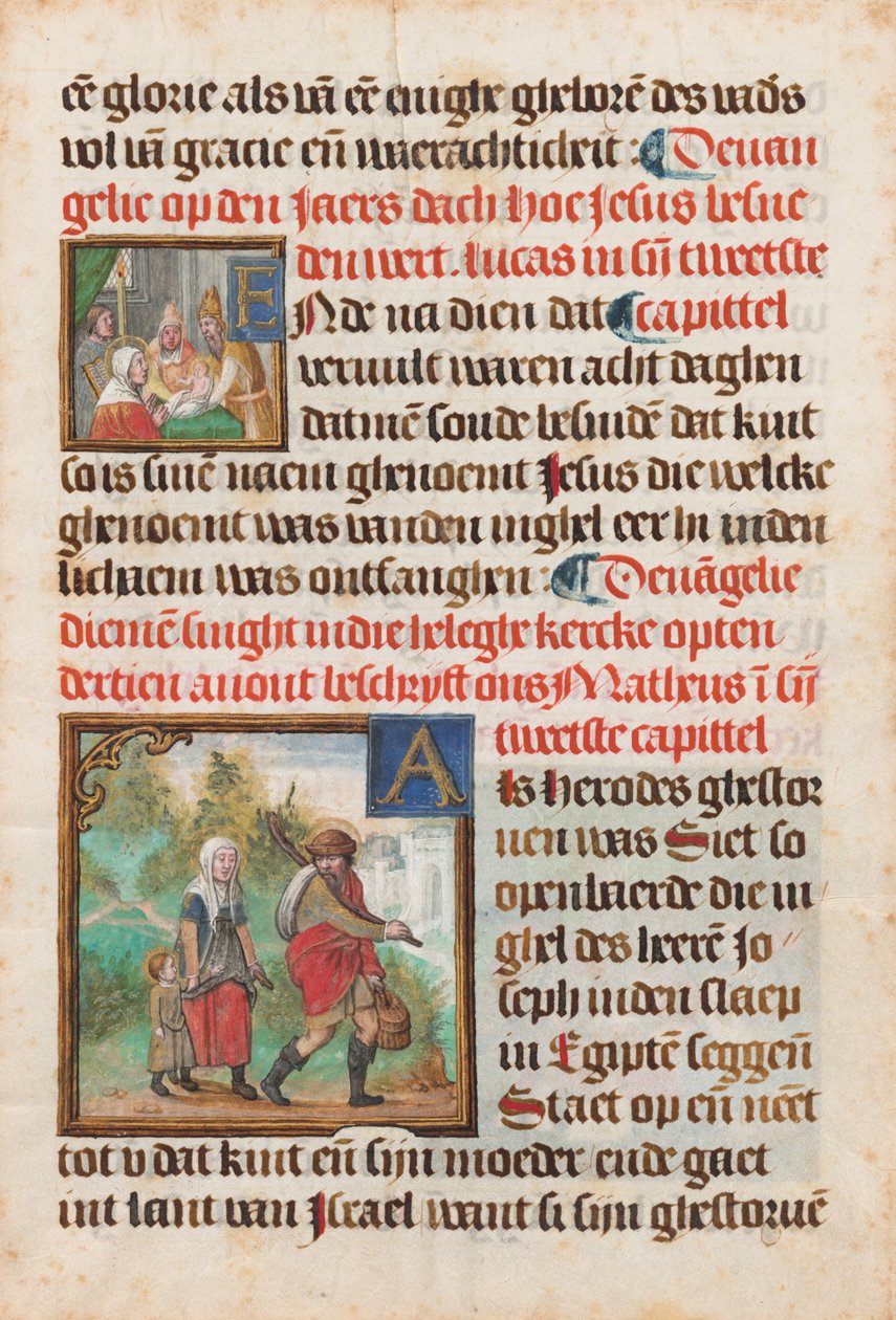 Kartka rękopisu z Księgi Godzin autorstwa Flemish 15th Century