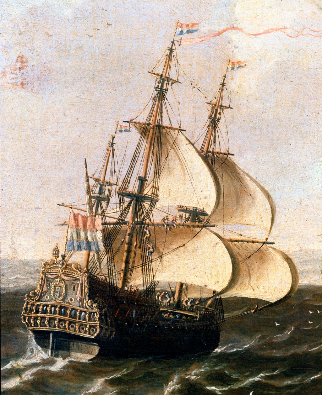 Galeon holenderskiej firmy Anonimowych Indii Obraz szkoły flamandzkiej. XVII-wieczne Museo Navale, Genes autorstwa Flemish School