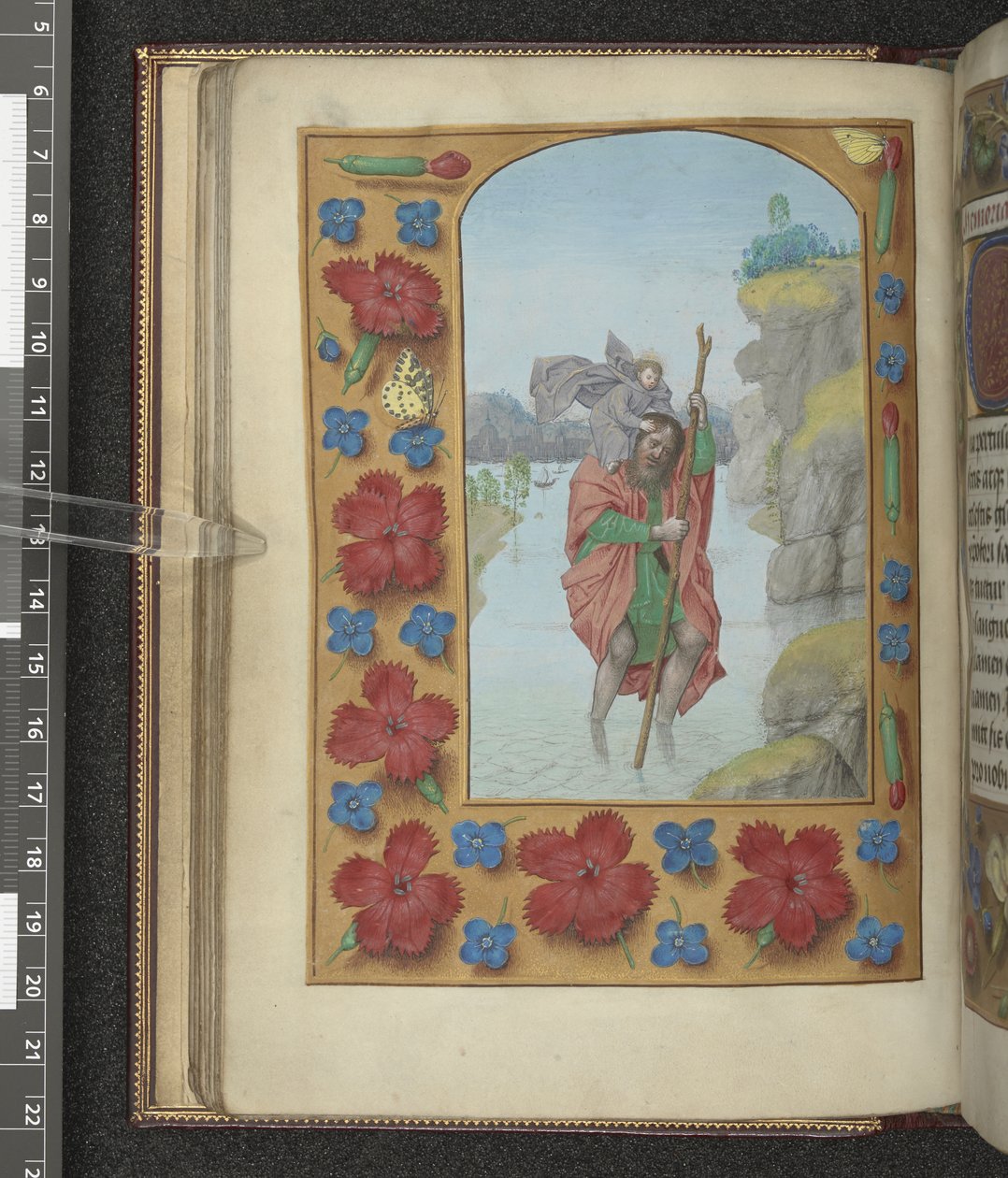 Dodaj MS 54782 f.48v Saint Christopher, ilustracja z „Godziny Hastings, Adoracja Królów i Largesse”, c.1475-83 (welin) autorstwa Flemish School