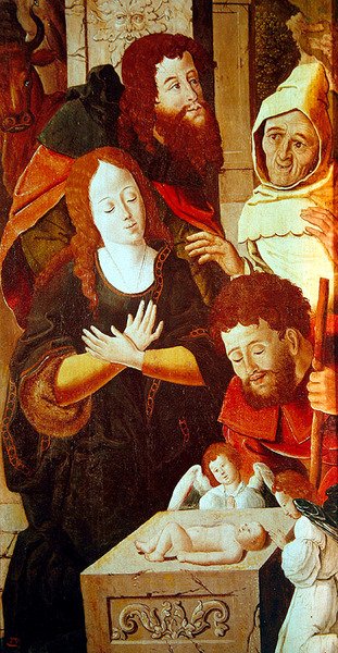 Adoracja pasterzy, fragment tryptyku, ok. 1530 autorstwa Flemish School