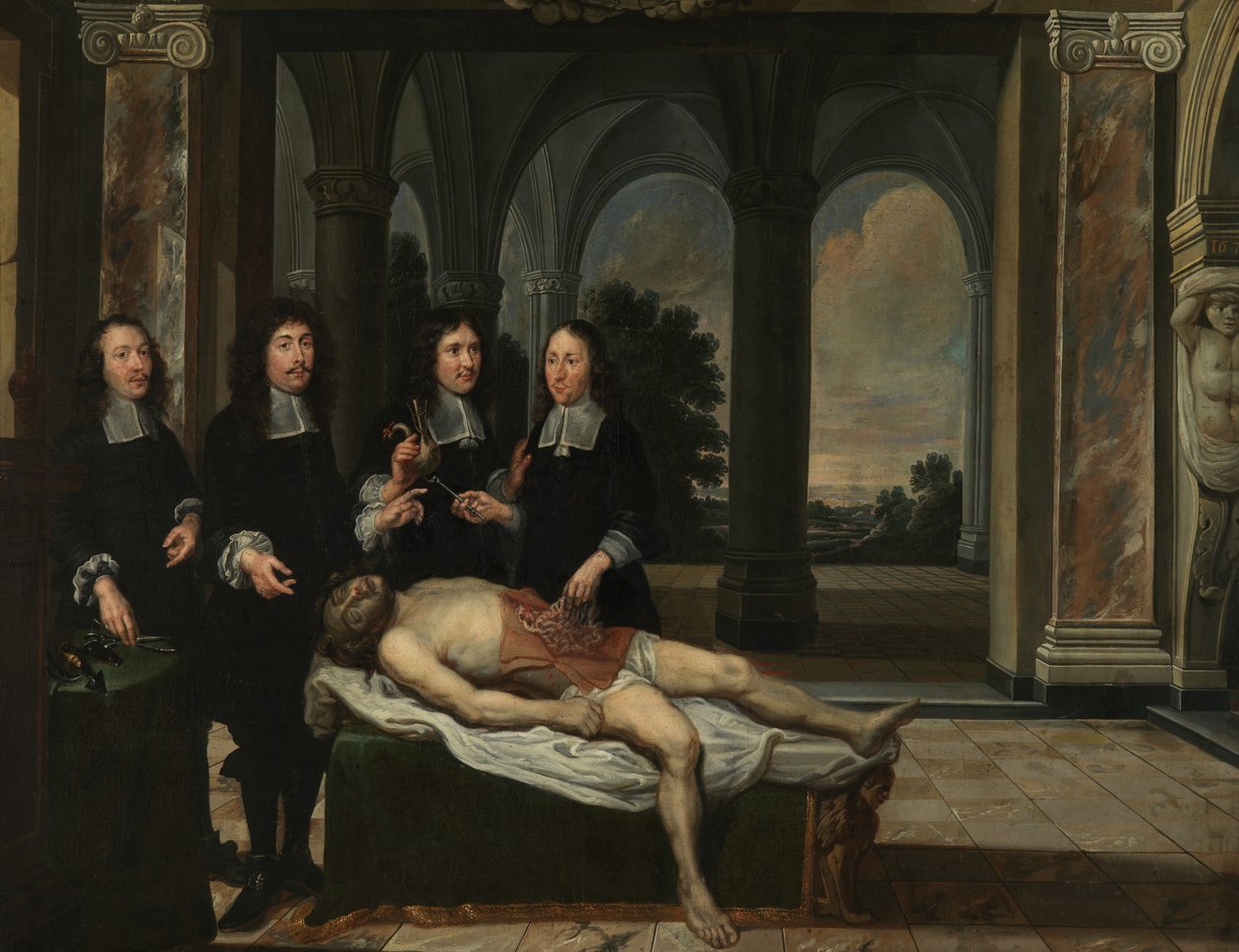 Lekcja anatomii (olej na płótnie) autorstwa Flemish School