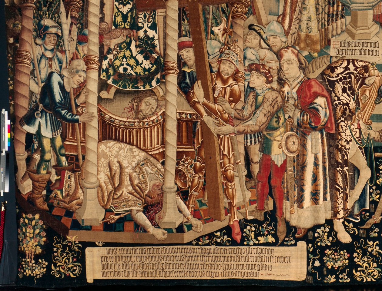 Katedra (Seo. Katedra Zbawiciela Saragossy). Muzeum Gobelinów. Flamandzki gobelin. Legenda o Świętym Krzyżu (Legenda o Świętym Krzyżu, o legendzie o Świętym Krzyżu). Szczegół. Około. 1450. 430x1120cm. autorstwa Flemish School