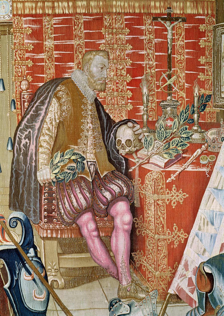 Karol V (1500-58) z The Tapestry of Charles Quint, c.1630-40 (szczegół) autorstwa Flemish School