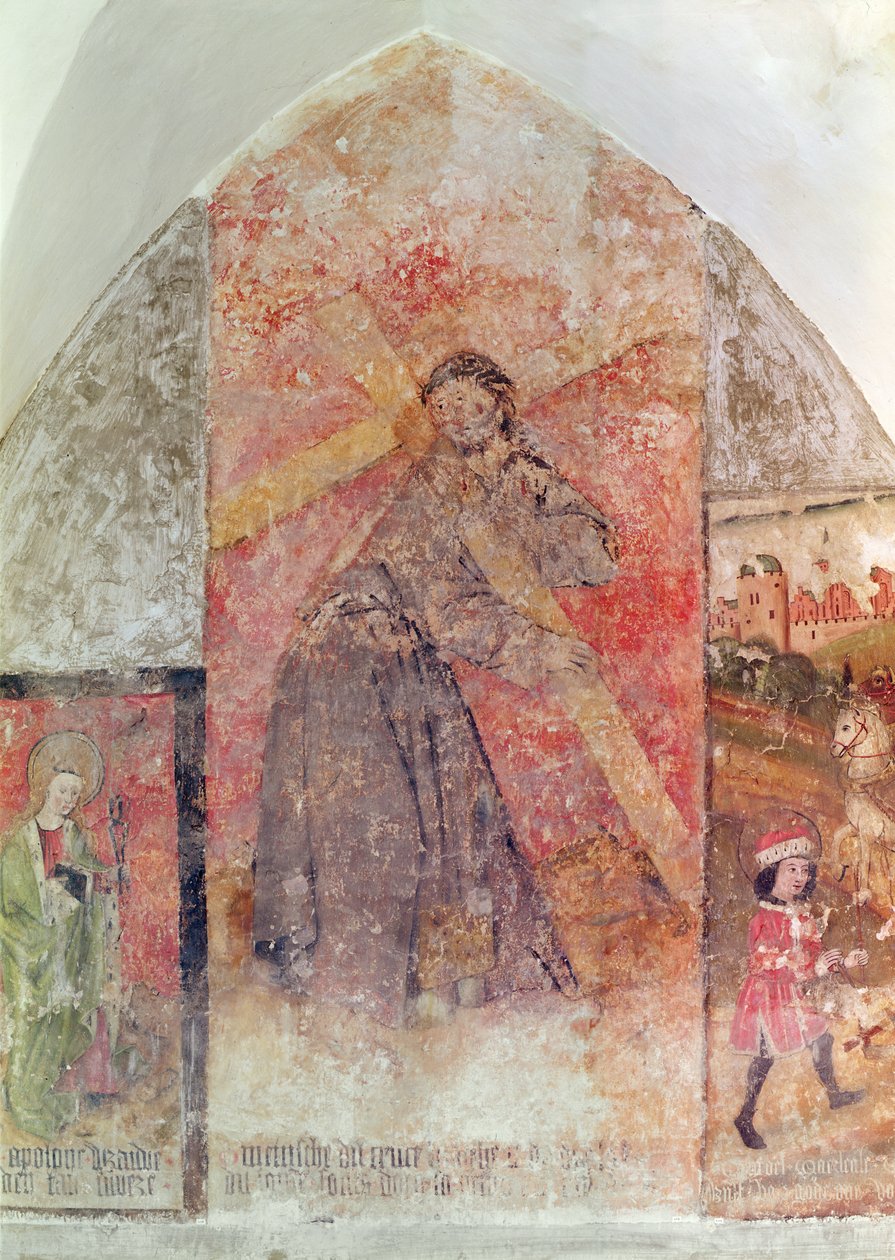 Chrystus niosący krzyż, malowidło ścienne w krypcie, ok. 1480-1540 autorstwa Flemish School