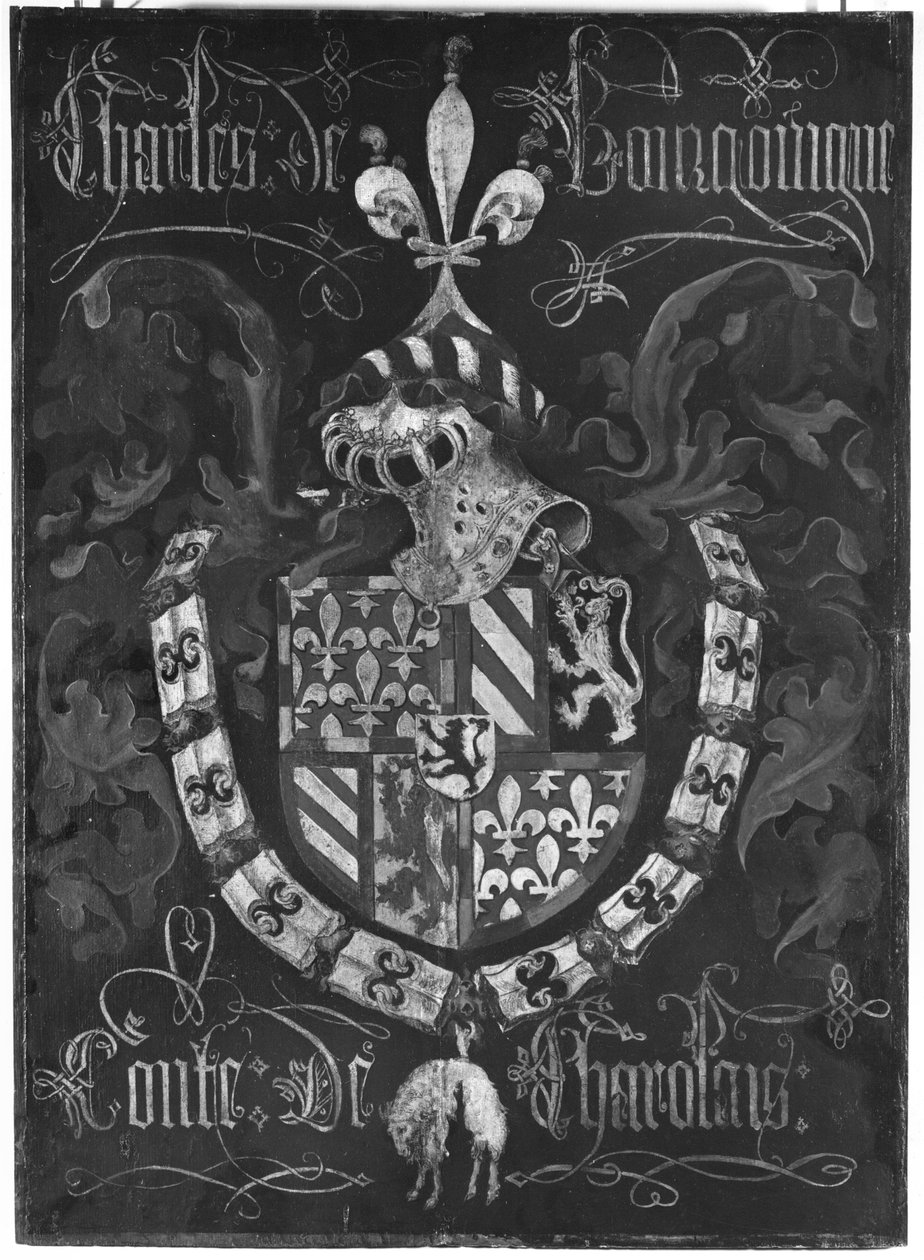 Herb Charles de Bourgogne (1433-77) Hrabia Charolais, III Kapituła Orderu Złotego Runa, Dijon, 1433 autorstwa Flemish School