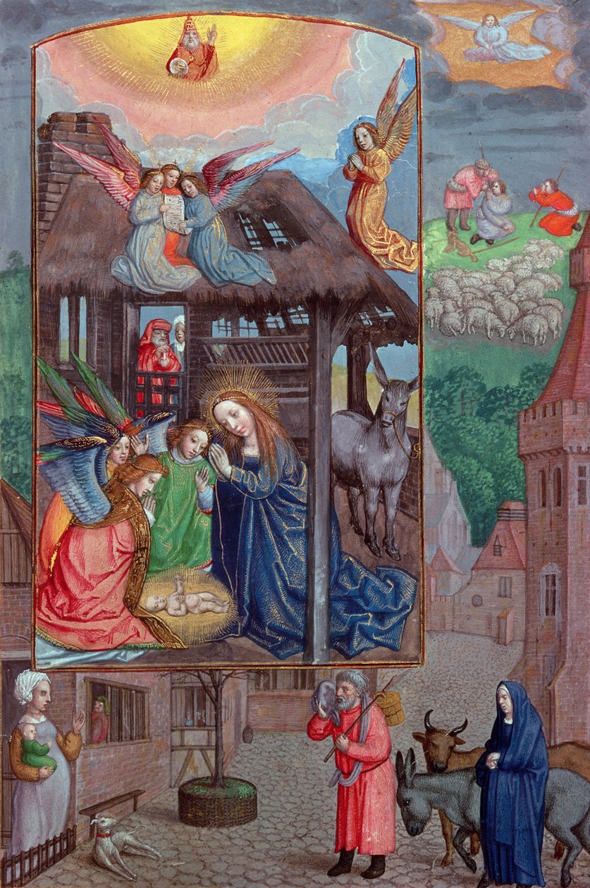 Codex Ser Nov 2844 Narodziny Chrystusa, z Modlitewnika Rothschilda (welum) autorstwa Flemish School