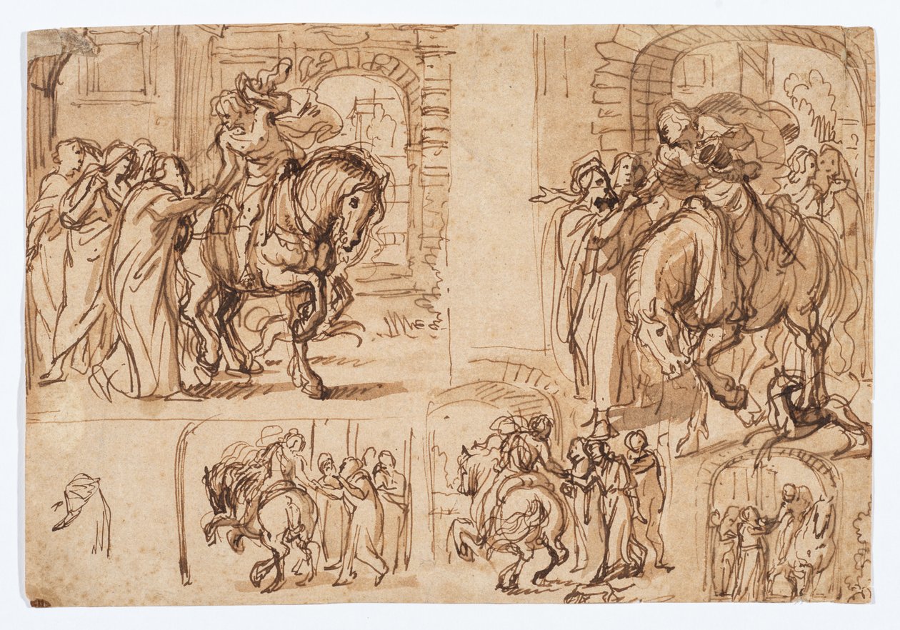 Composition studies for "Odejście syna marnotrawnego (Łukasza 15:11-32)" autorstwa Flemish School